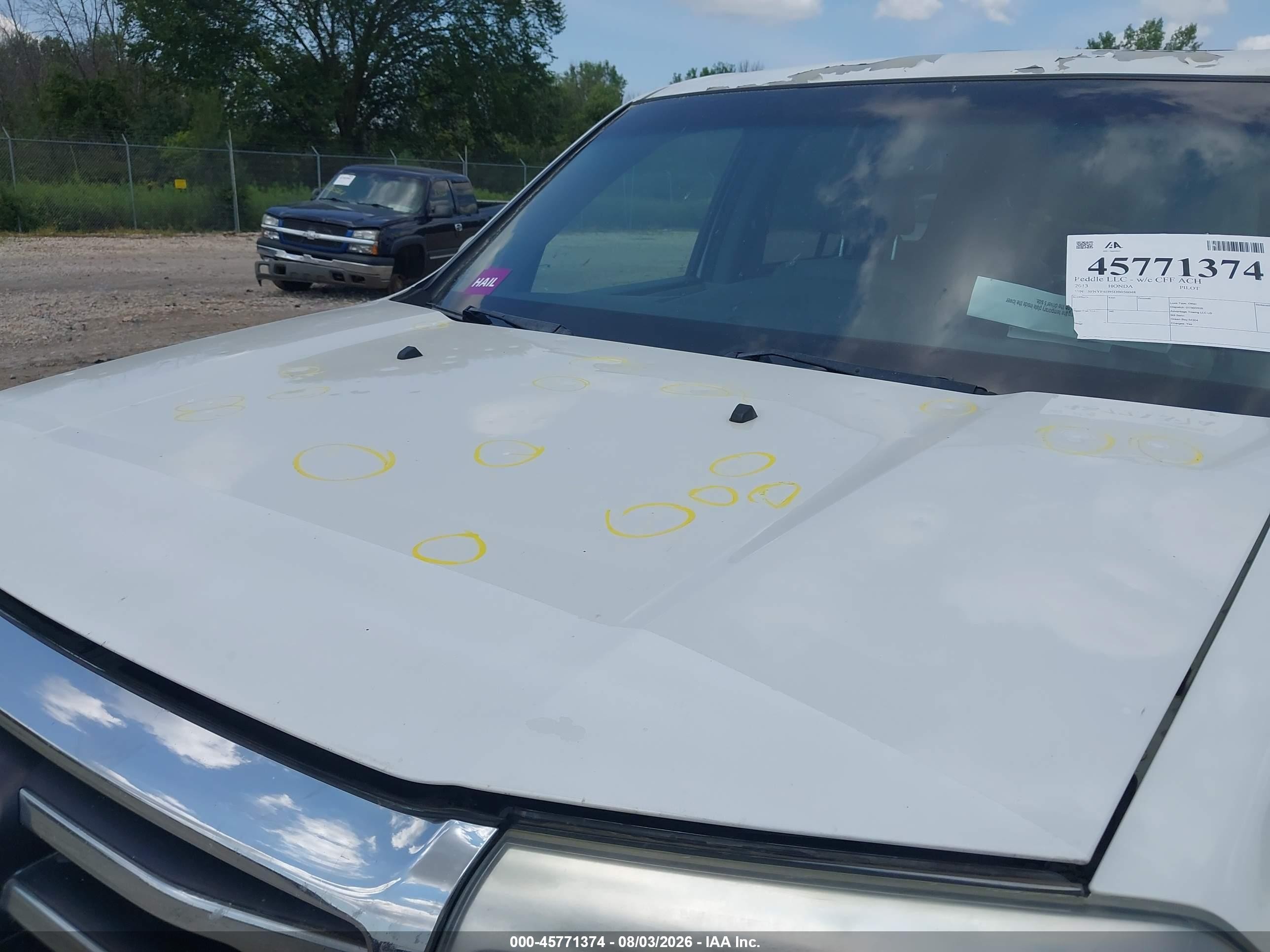 2013 Honda Pilot Touring White vin: 5FNYF4H95DB056048