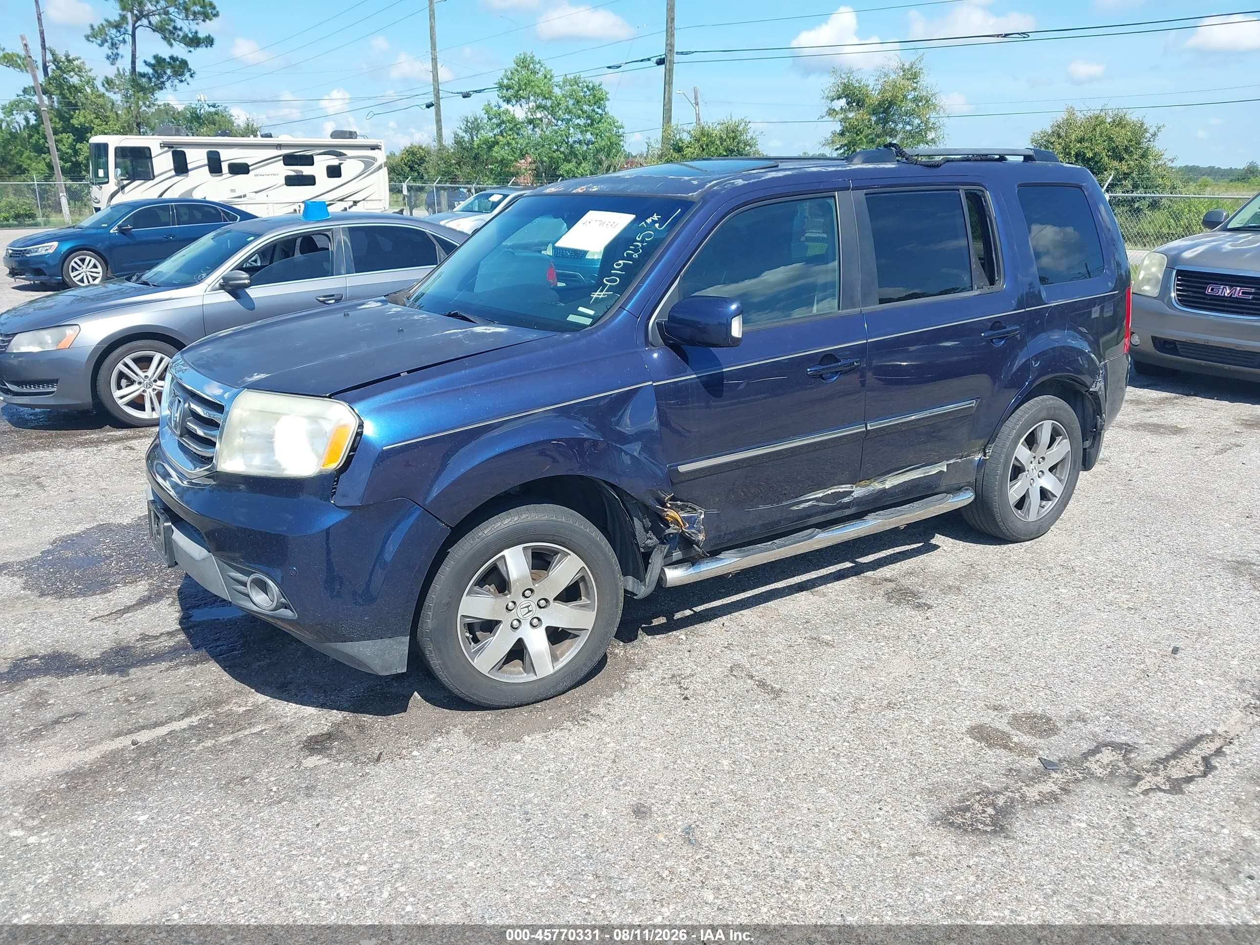 2014 Honda Pilot Touring Blue vin: 5FNYF4H97EB019245