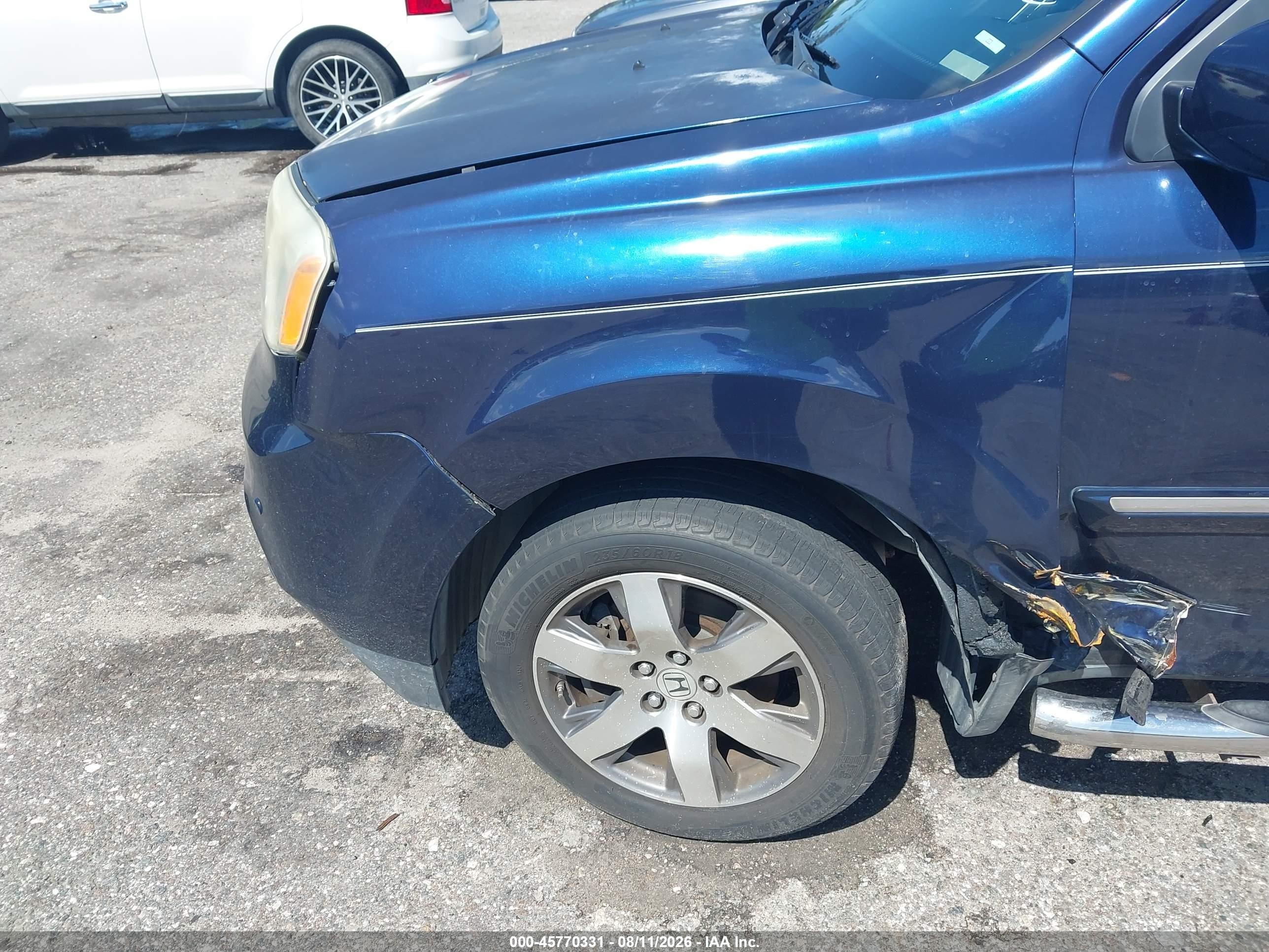 2014 Honda Pilot Touring Blue vin: 5FNYF4H97EB019245