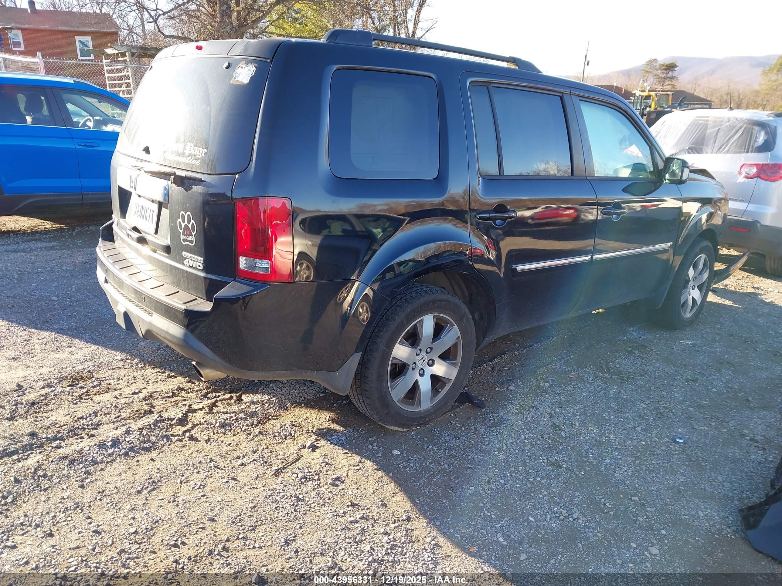 2014 Honda Pilot Touring Black vin: 5FNYF4H97EB028897