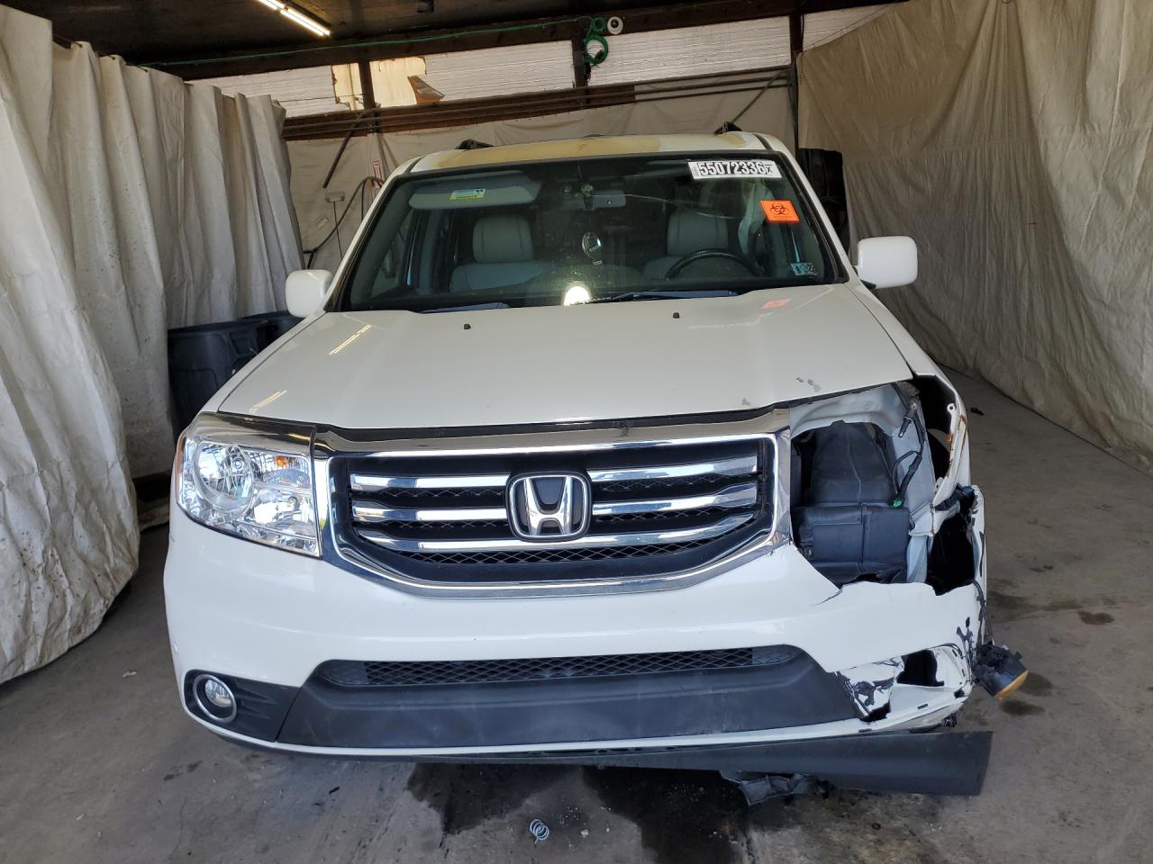 2014 Honda Pilot Touring White vin: 5FNYF4H97EB033405 Damage: Left Head Lamp, Missing, Replacement Required