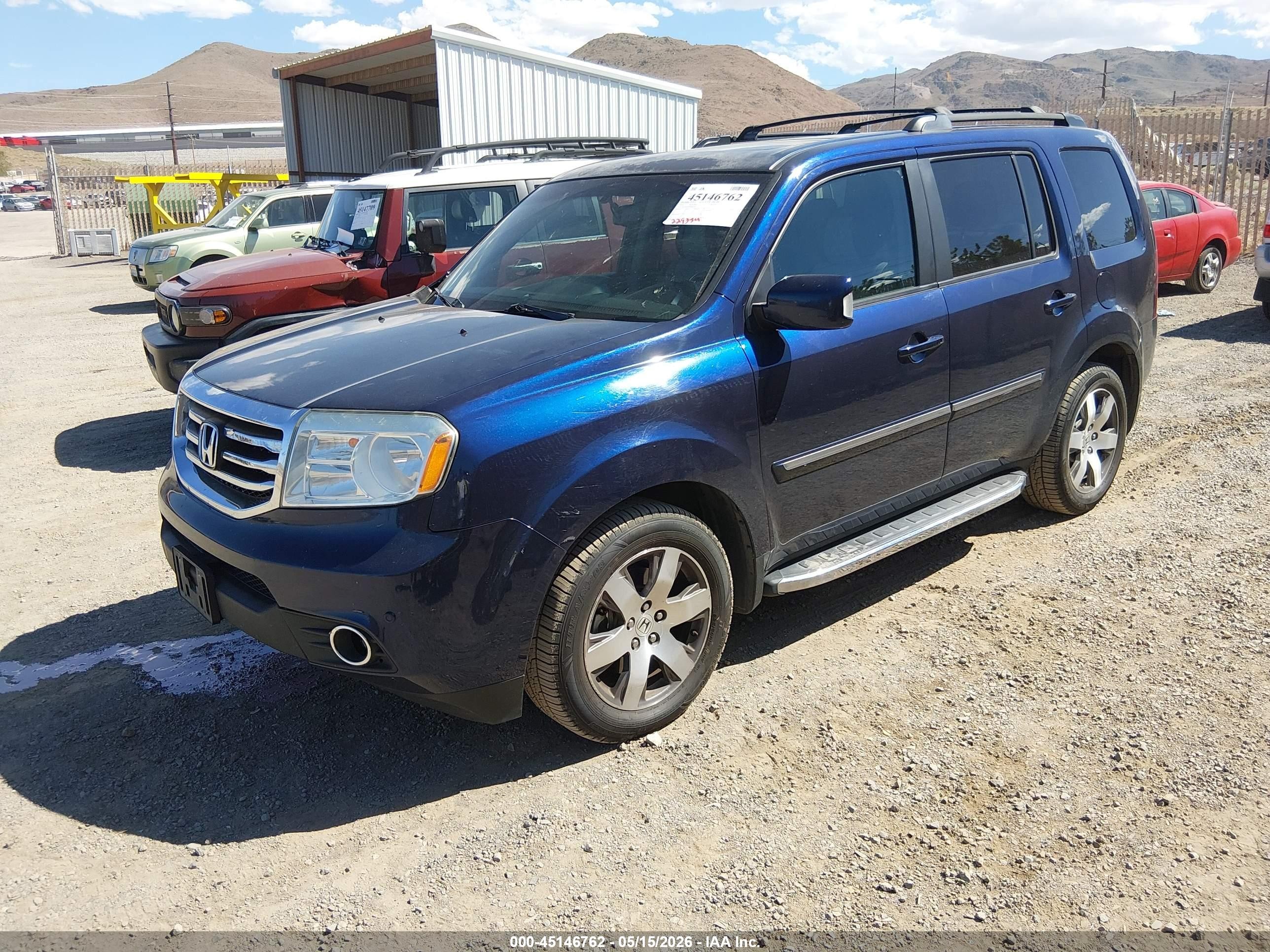 2014 Honda Pilot Touring Blue vin: 5FNYF4H97EB051595
