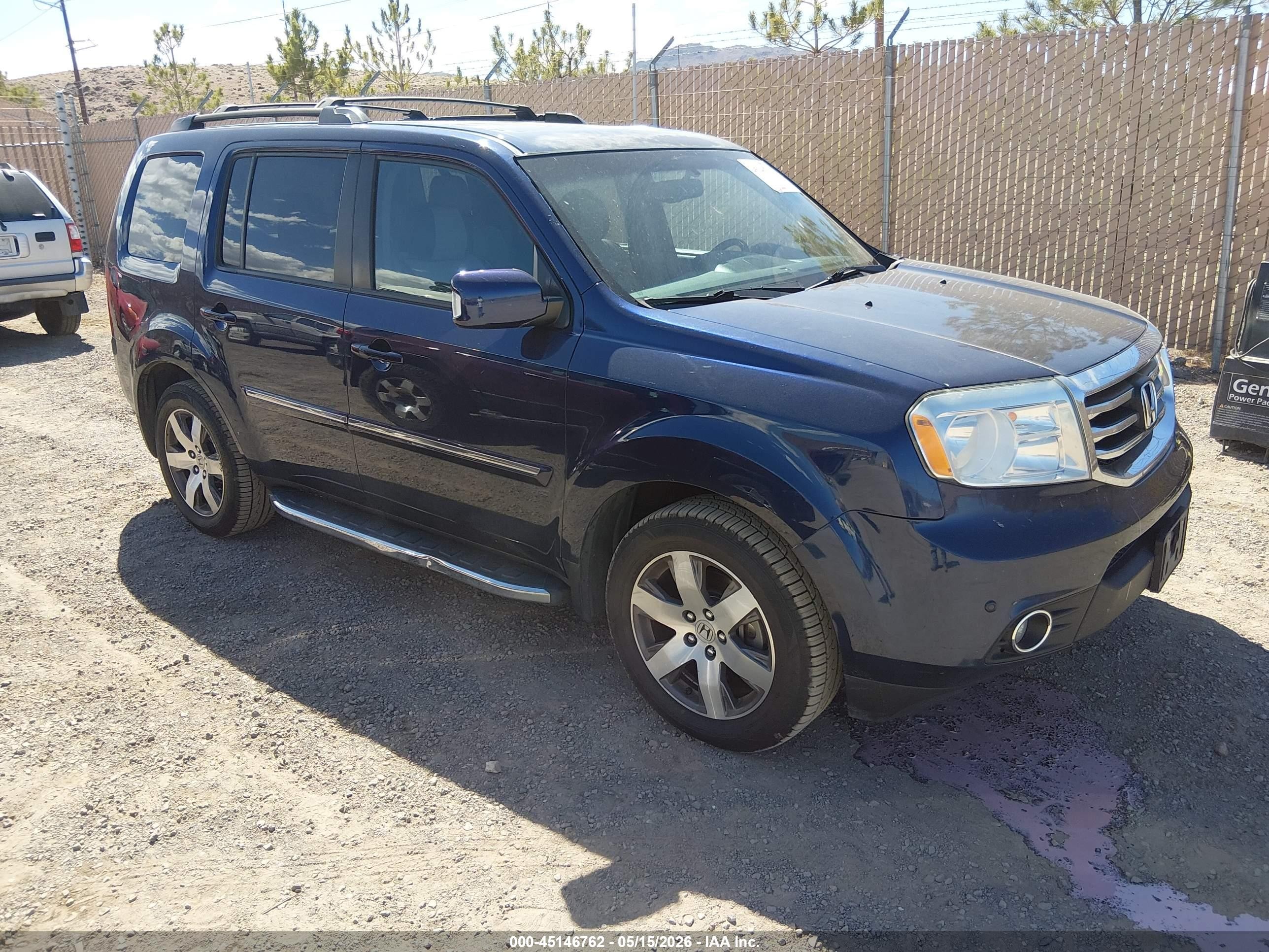 2014 Honda Pilot Touring Синий vin: 5FNYF4H97EB051595