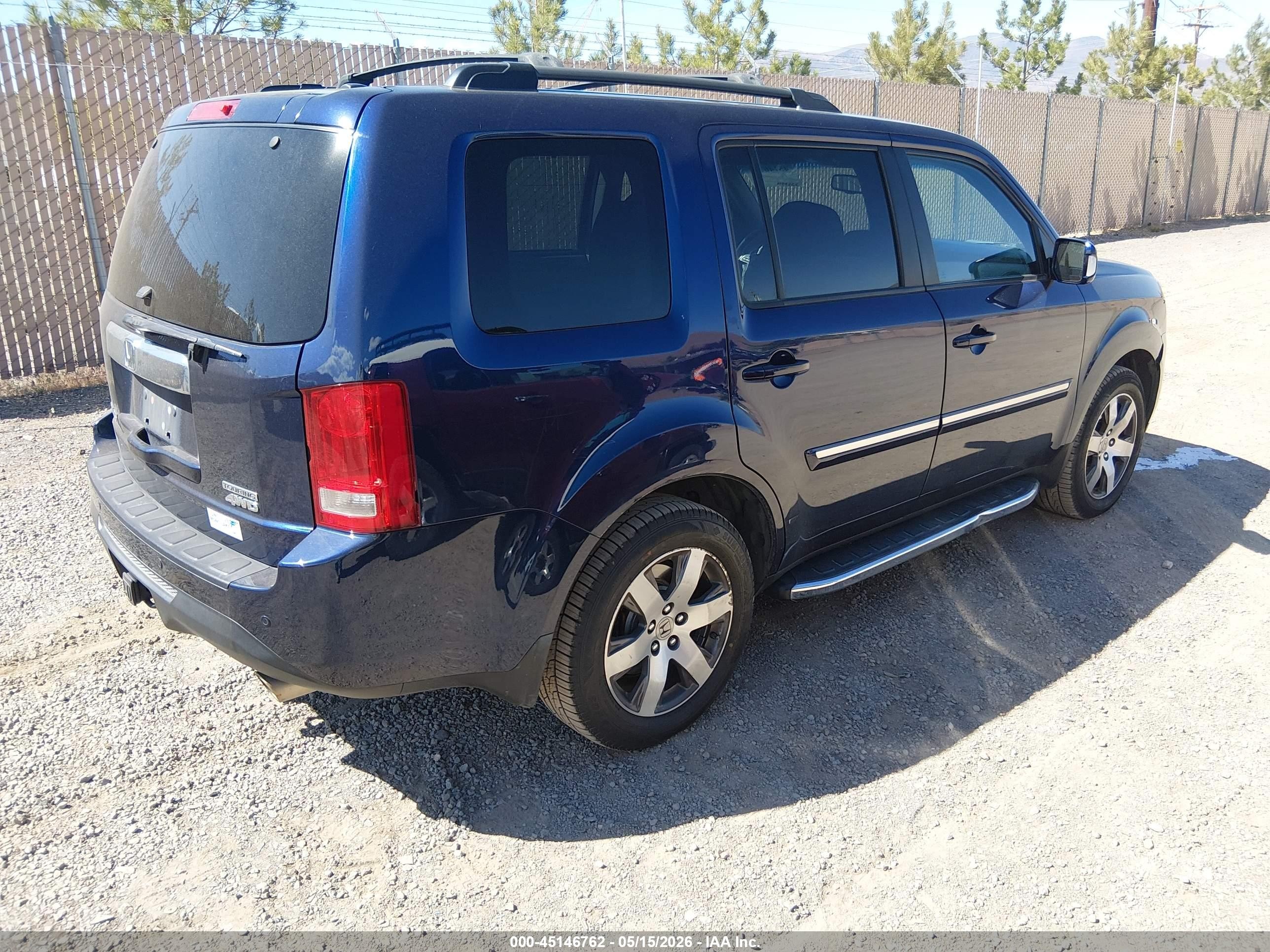 2014 Honda Pilot Touring Blue vin: 5FNYF4H97EB051595