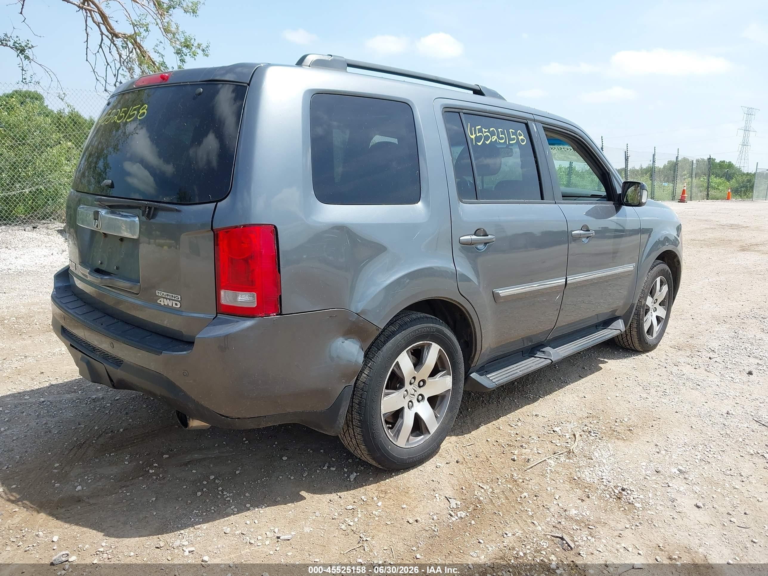 2012 Honda Pilot Touring Gray vin: 5FNYF4H98CB042739