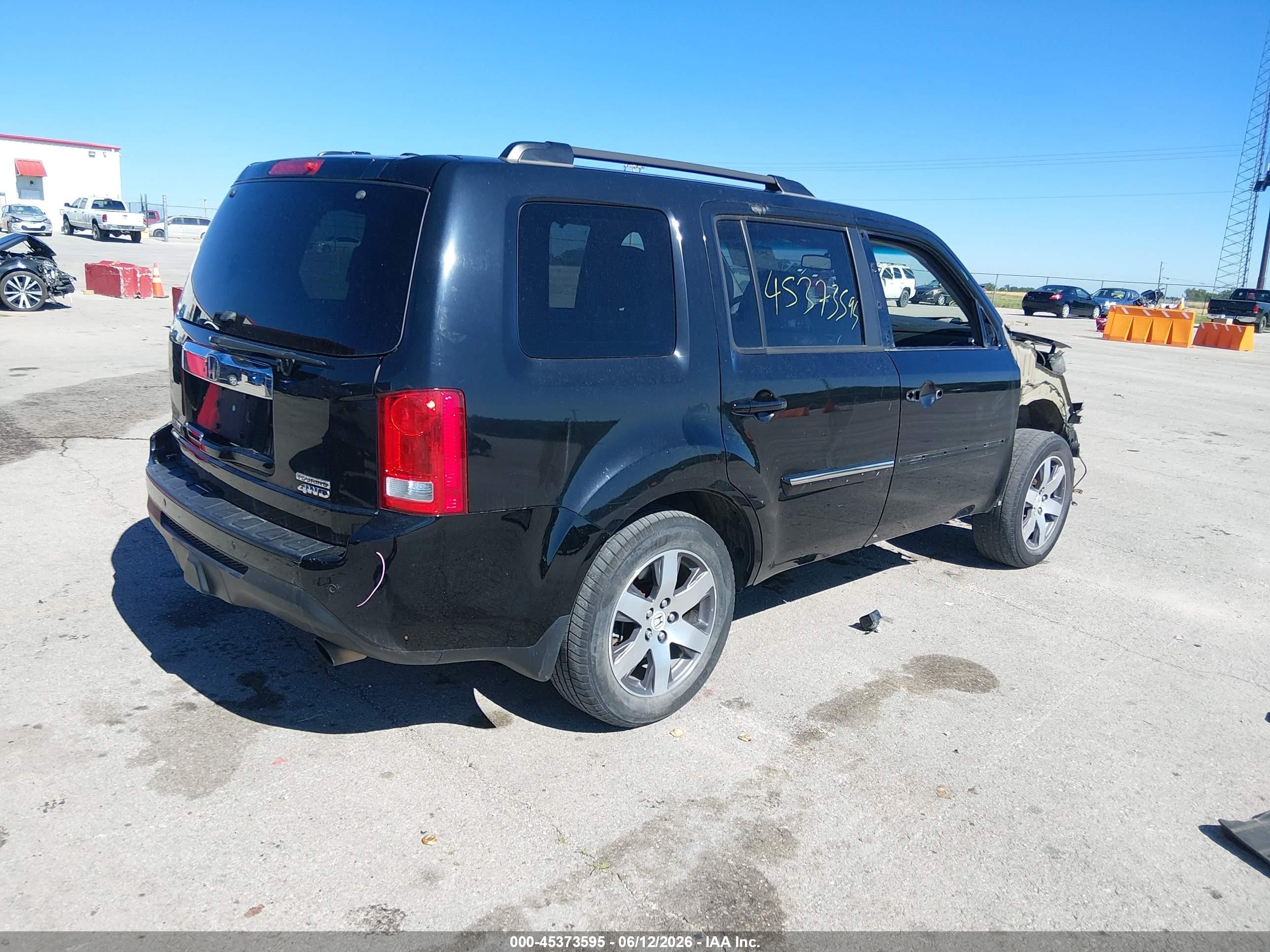 2012 Honda Pilot Touring Black vin: 5FNYF4H99CB052163