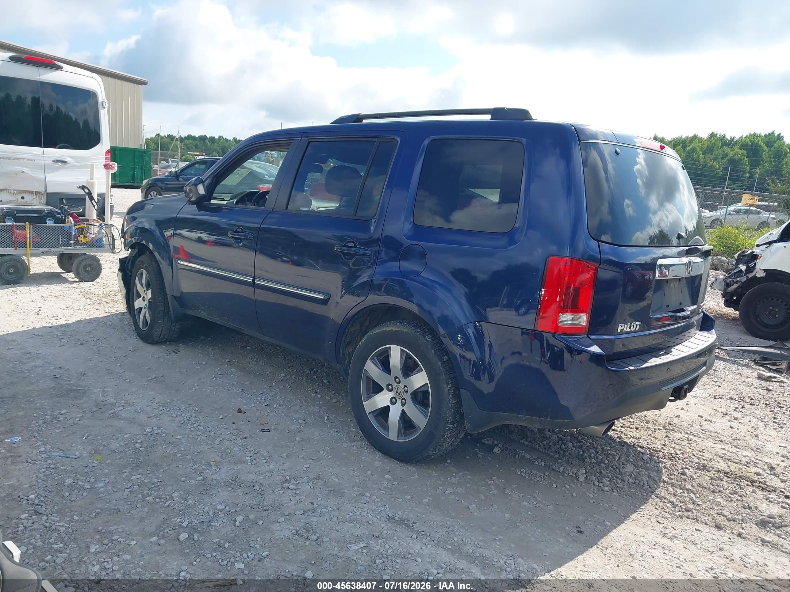 2013 Honda Pilot Touring Blue vin: 5FNYF4H99DB063424