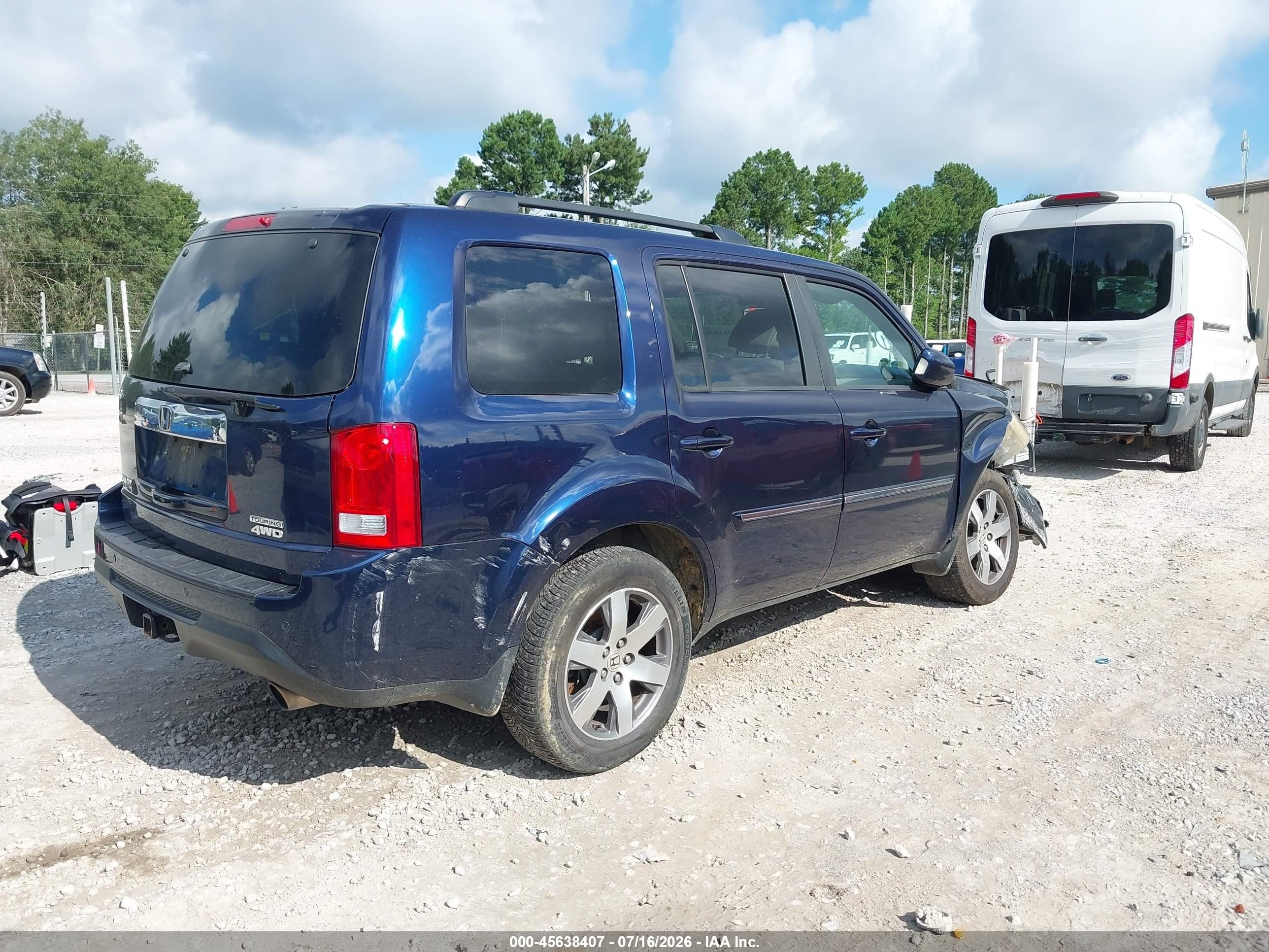 2013 Honda Pilot Touring Blue vin: 5FNYF4H99DB063424