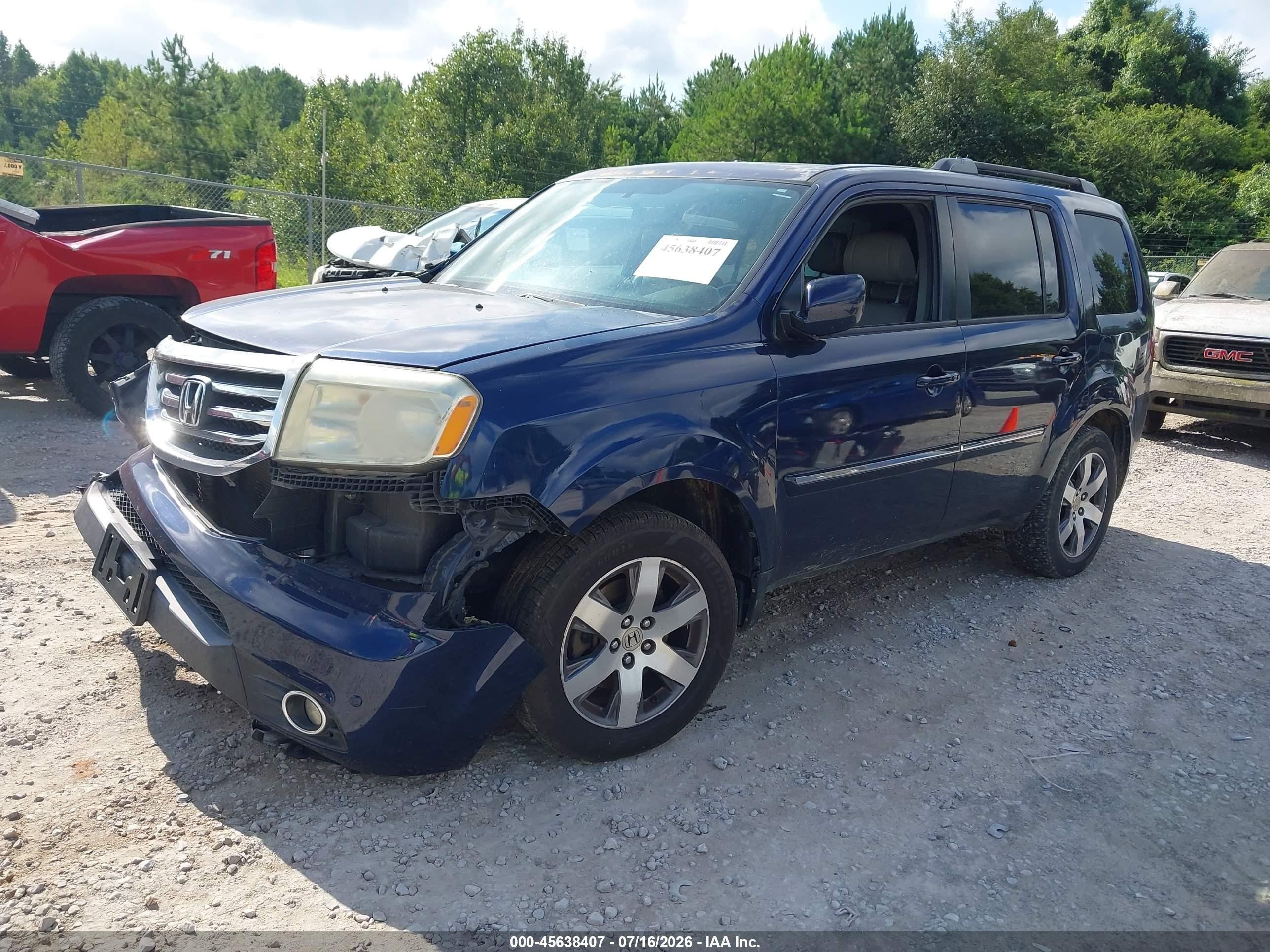 2013 Honda Pilot Touring Blue vin: 5FNYF4H99DB063424