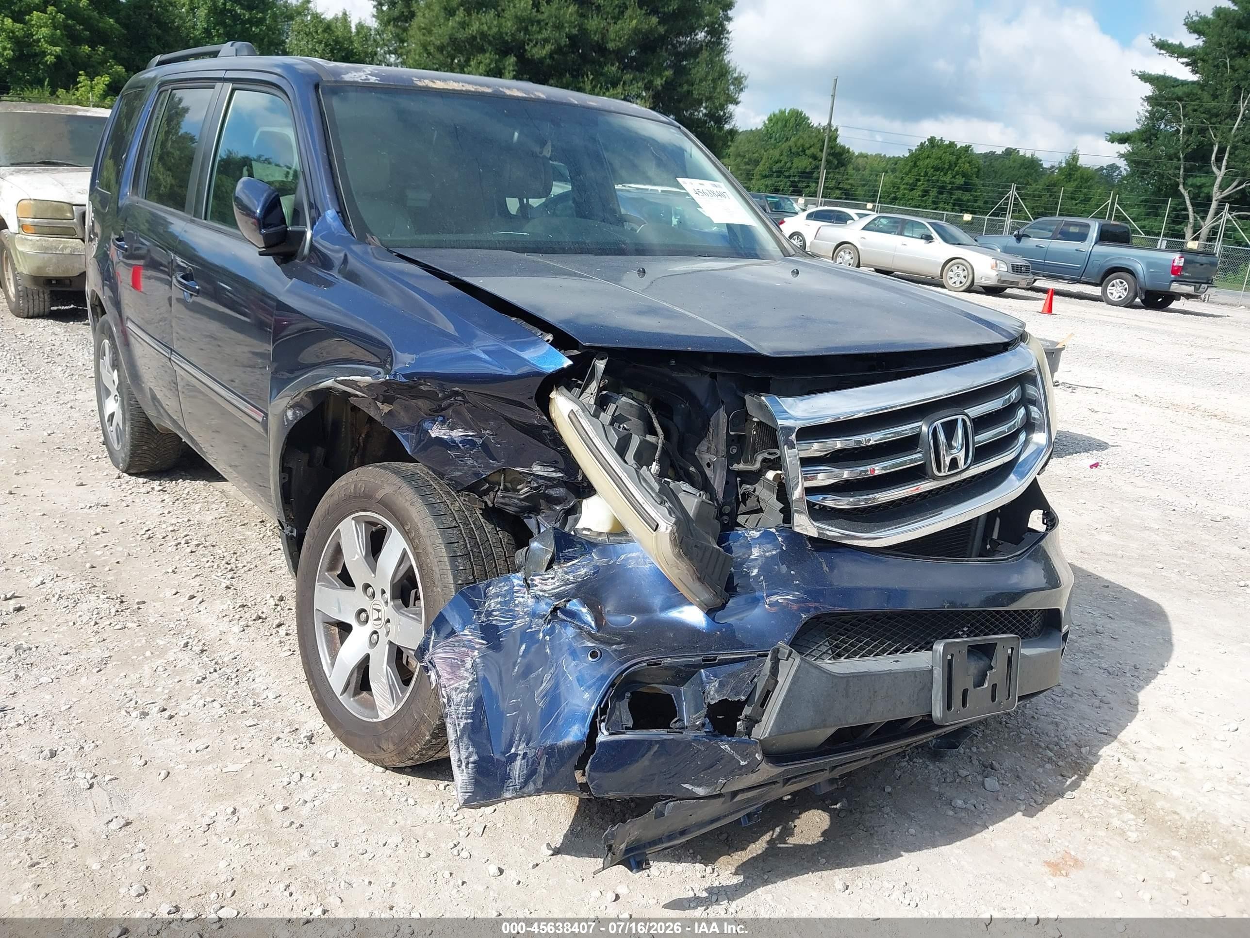 2013 Honda Pilot Touring Blue vin: 5FNYF4H99DB063424