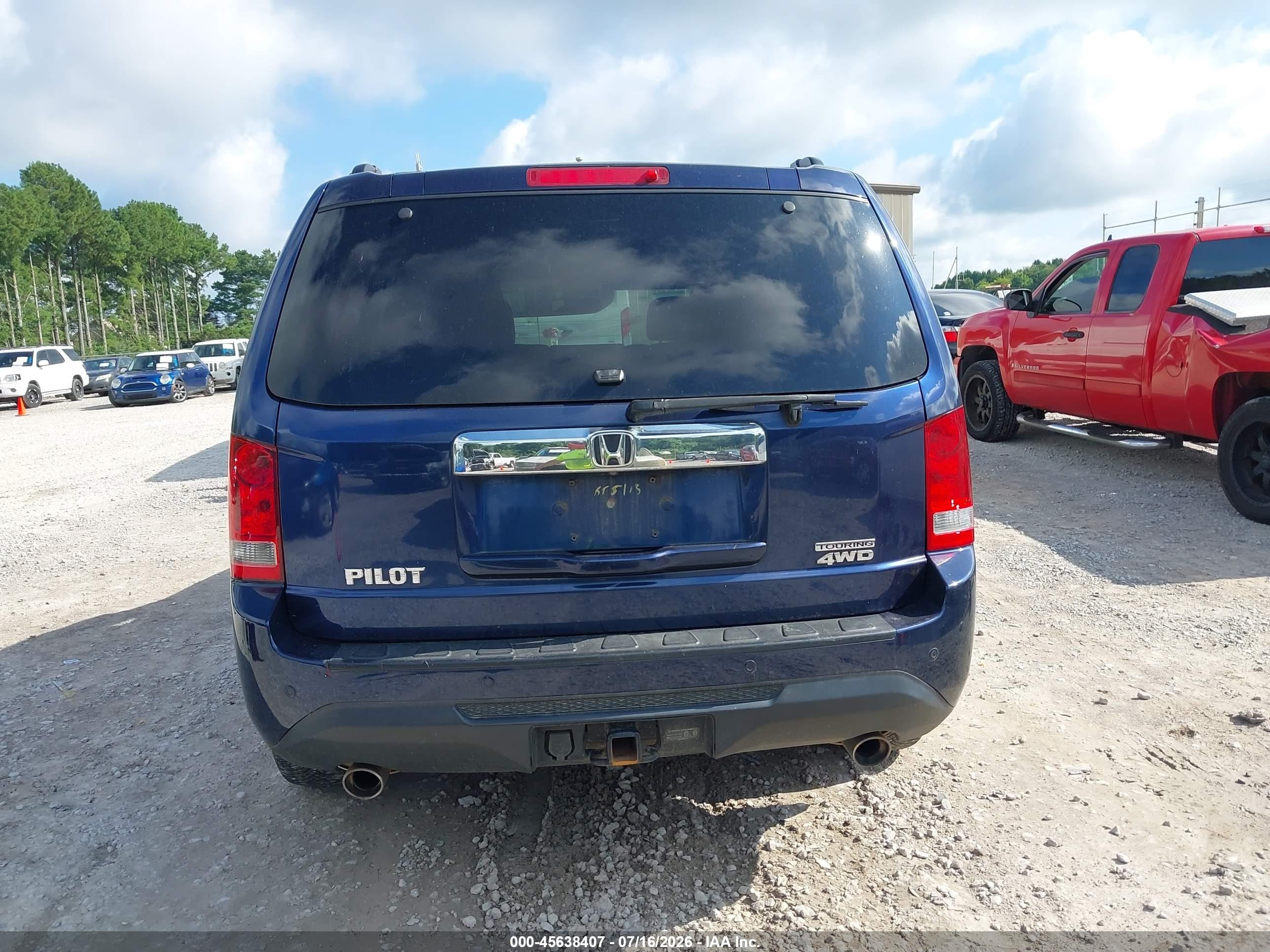 2013 Honda Pilot Touring Blue vin: 5FNYF4H99DB063424