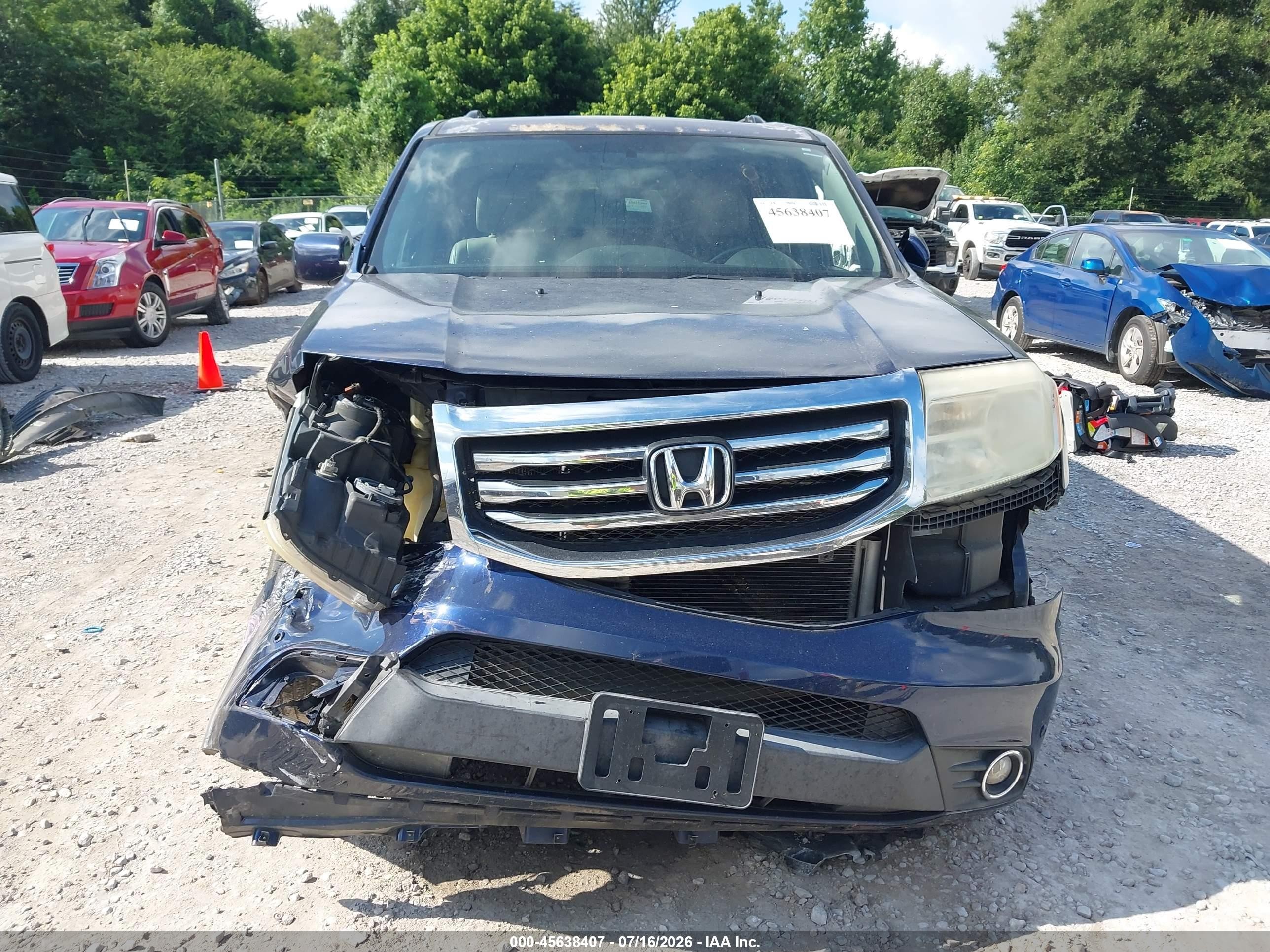 2013 Honda Pilot Touring Blue vin: 5FNYF4H99DB063424