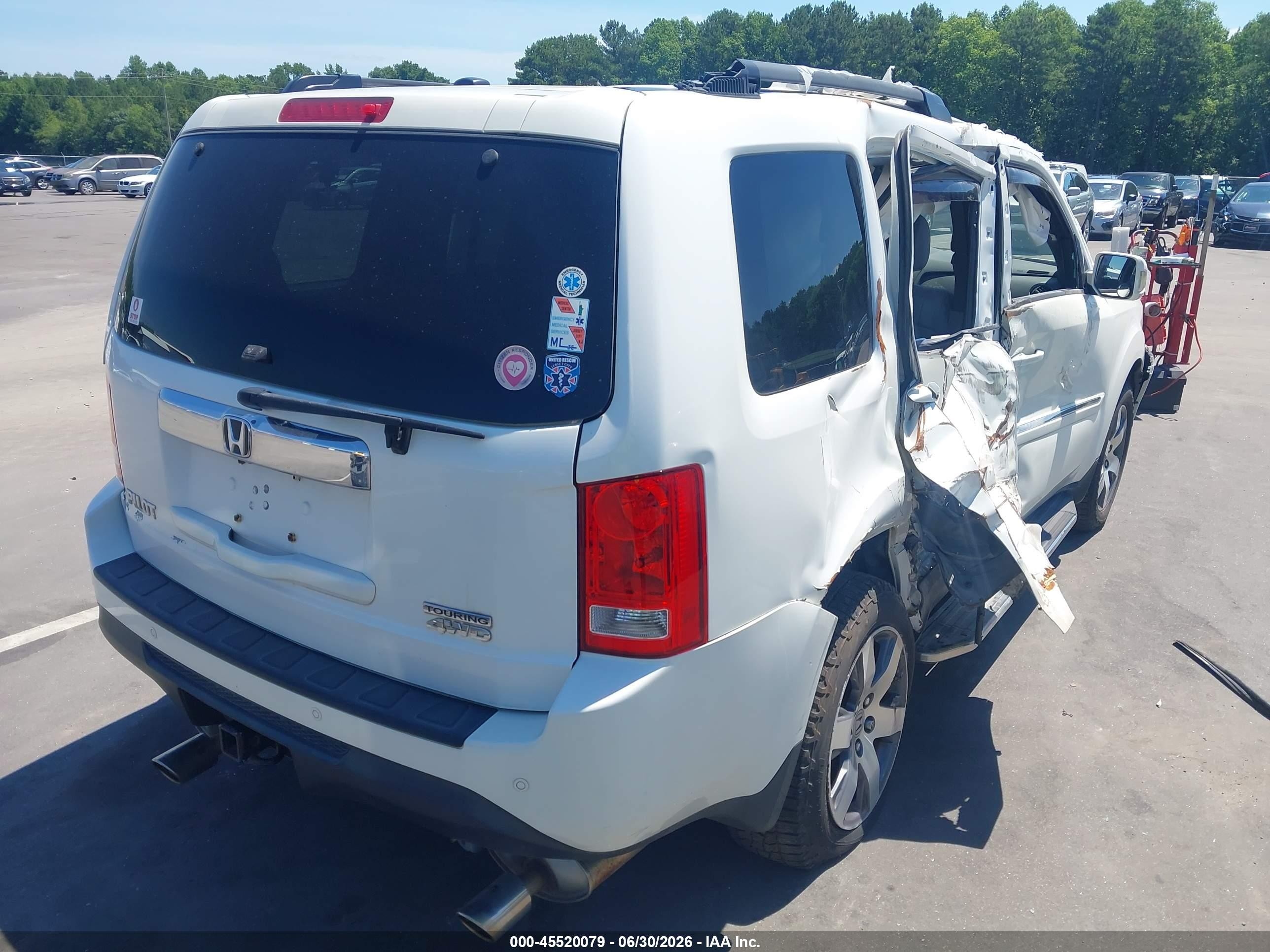 2013 Honda Pilot Touring Белый vin: 5FNYF4H9XDB049242