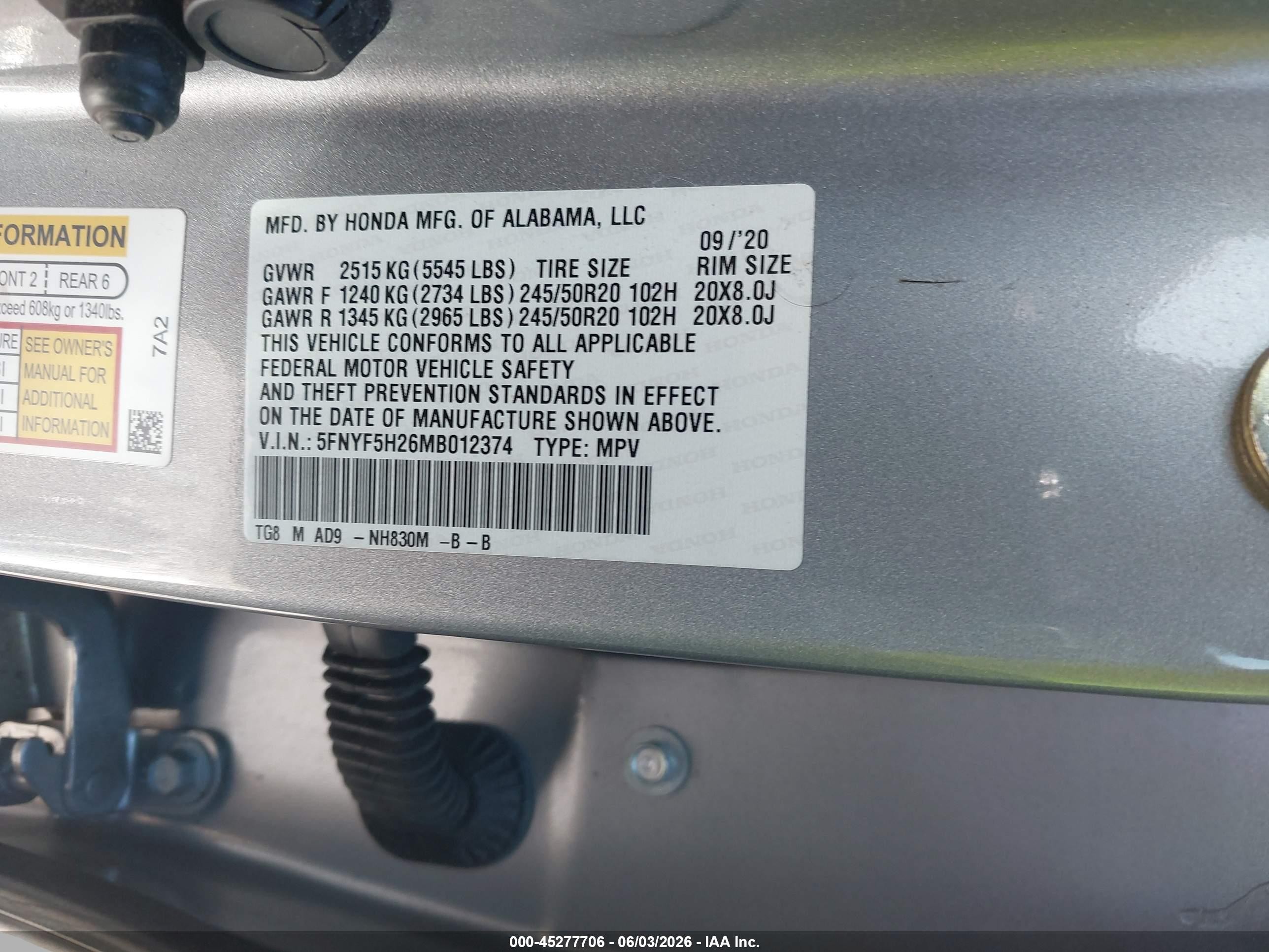 2021 Honda Pilot 2wd Special Edition Gray vin: 5FNYF5H26MB012374