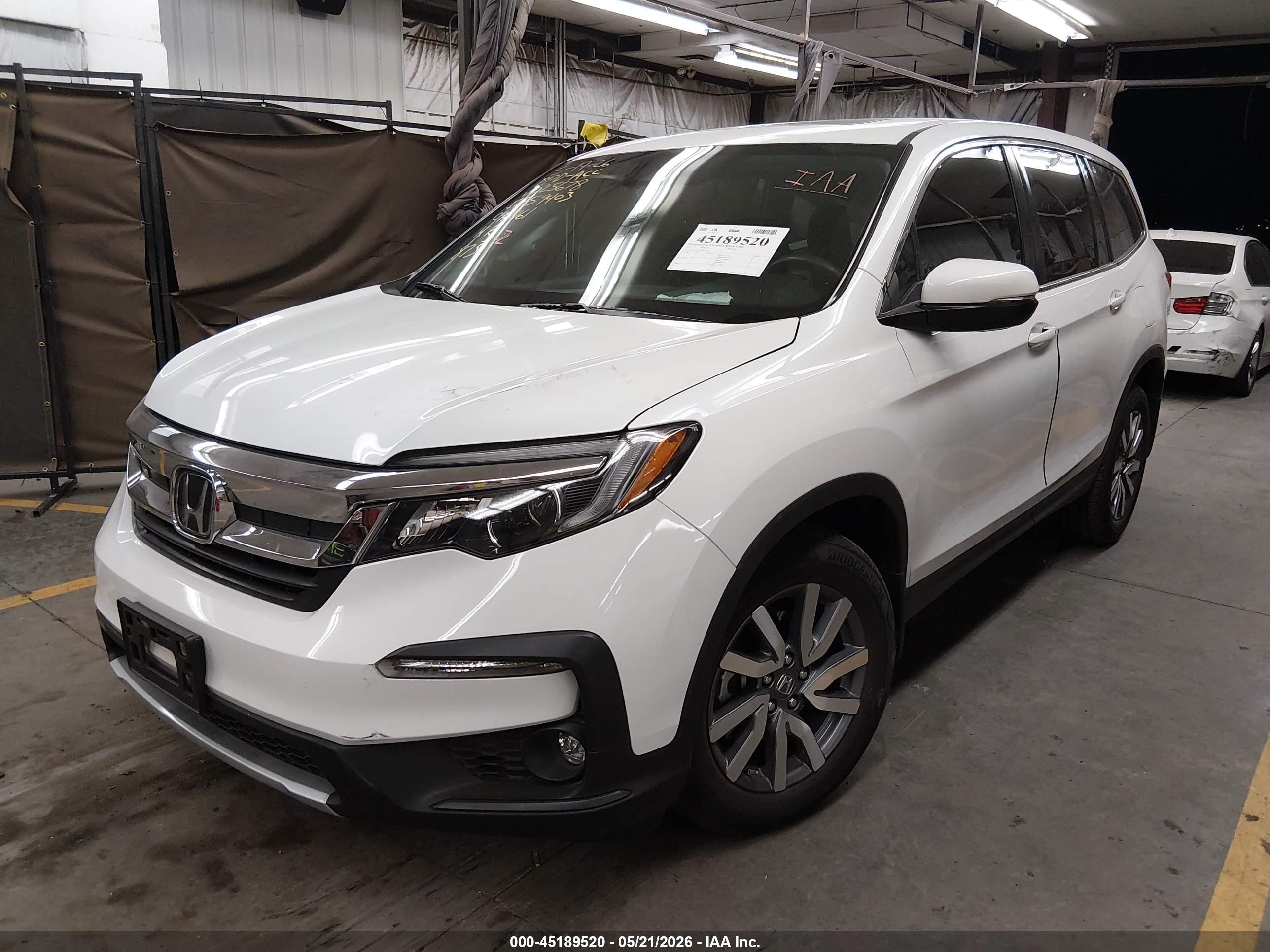 2021 Honda Pilot 2wd Ex-l White vin: 5FNYF5H50MB025678