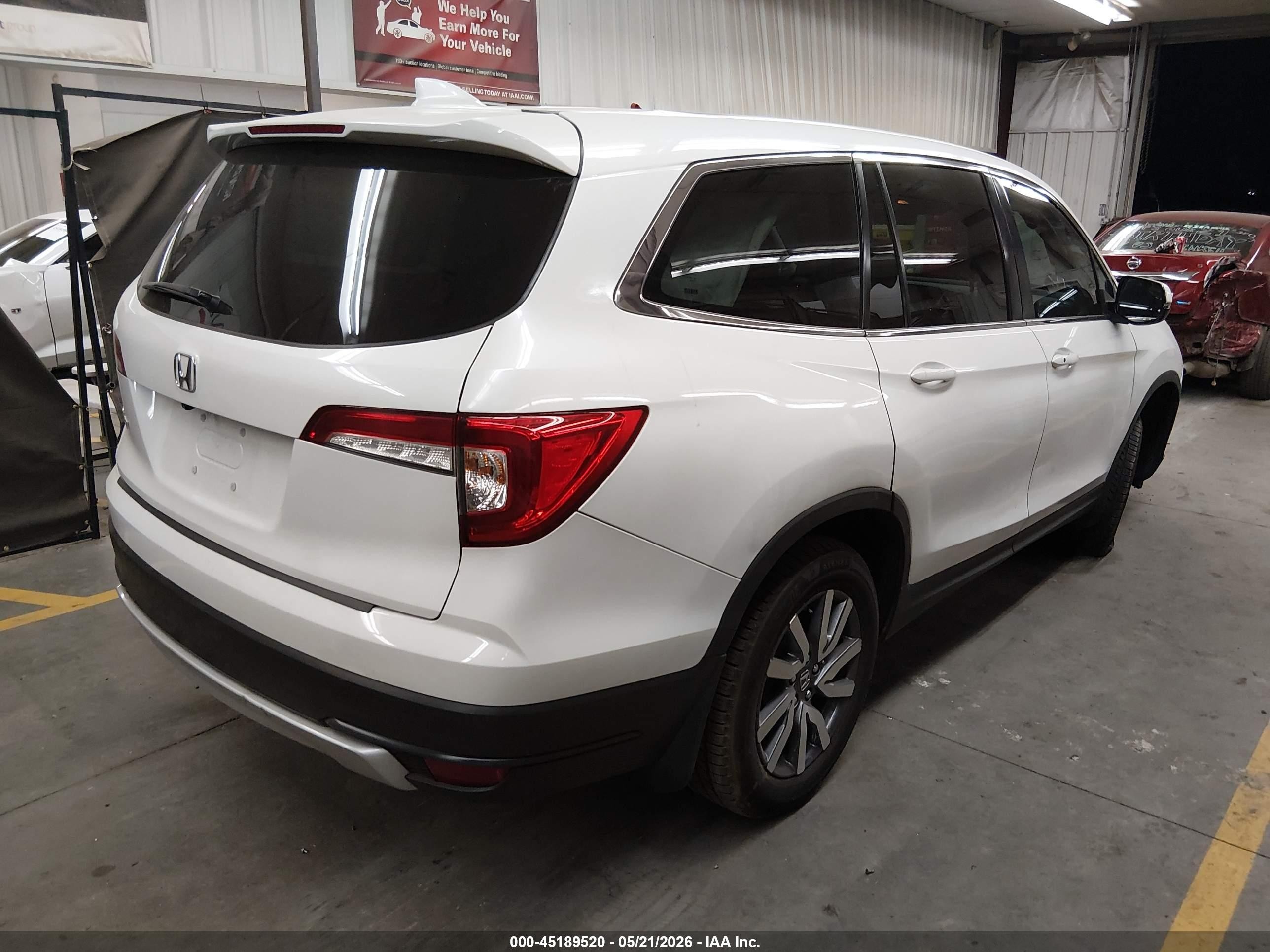 2021 Honda Pilot 2wd Ex-l White vin: 5FNYF5H50MB025678