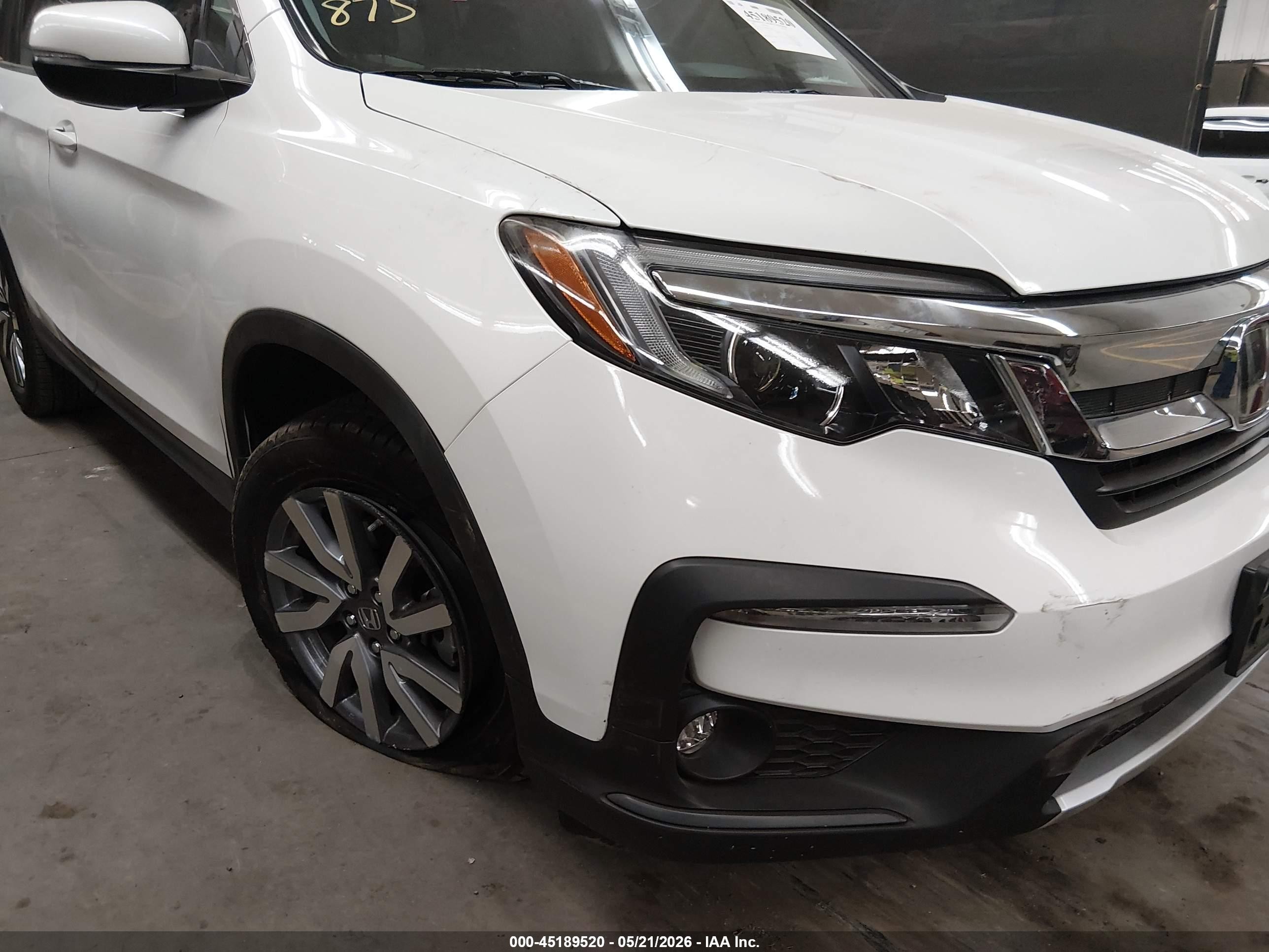 2021 Honda Pilot 2wd Ex-l White vin: 5FNYF5H50MB025678