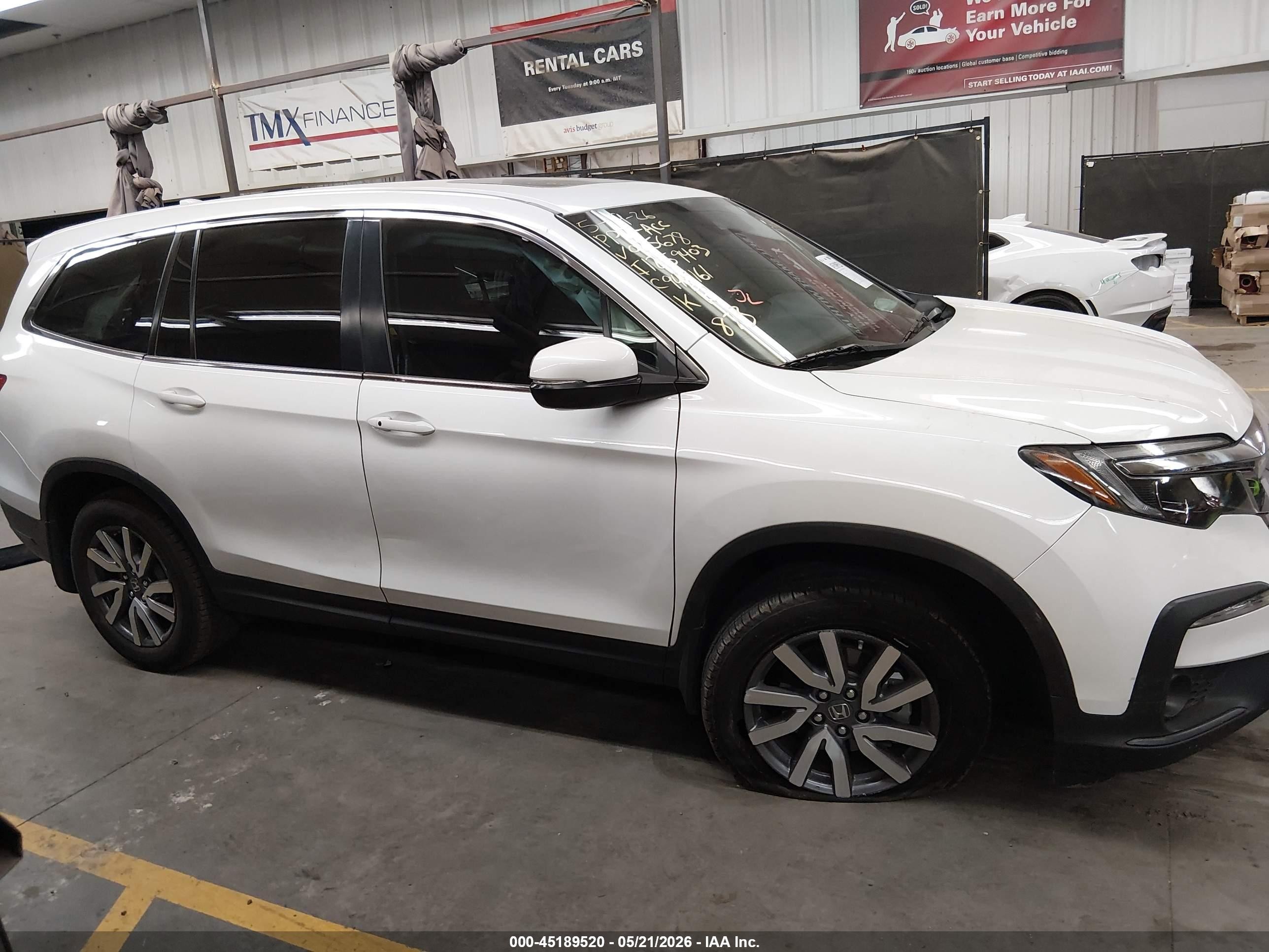 2021 Honda Pilot 2wd Ex-l White vin: 5FNYF5H50MB025678