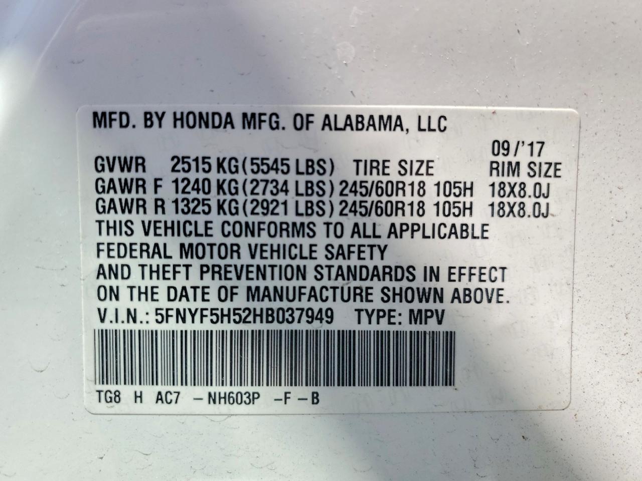 2017 Honda Pilot Exl White vin: 5FNYF5H52HB037949