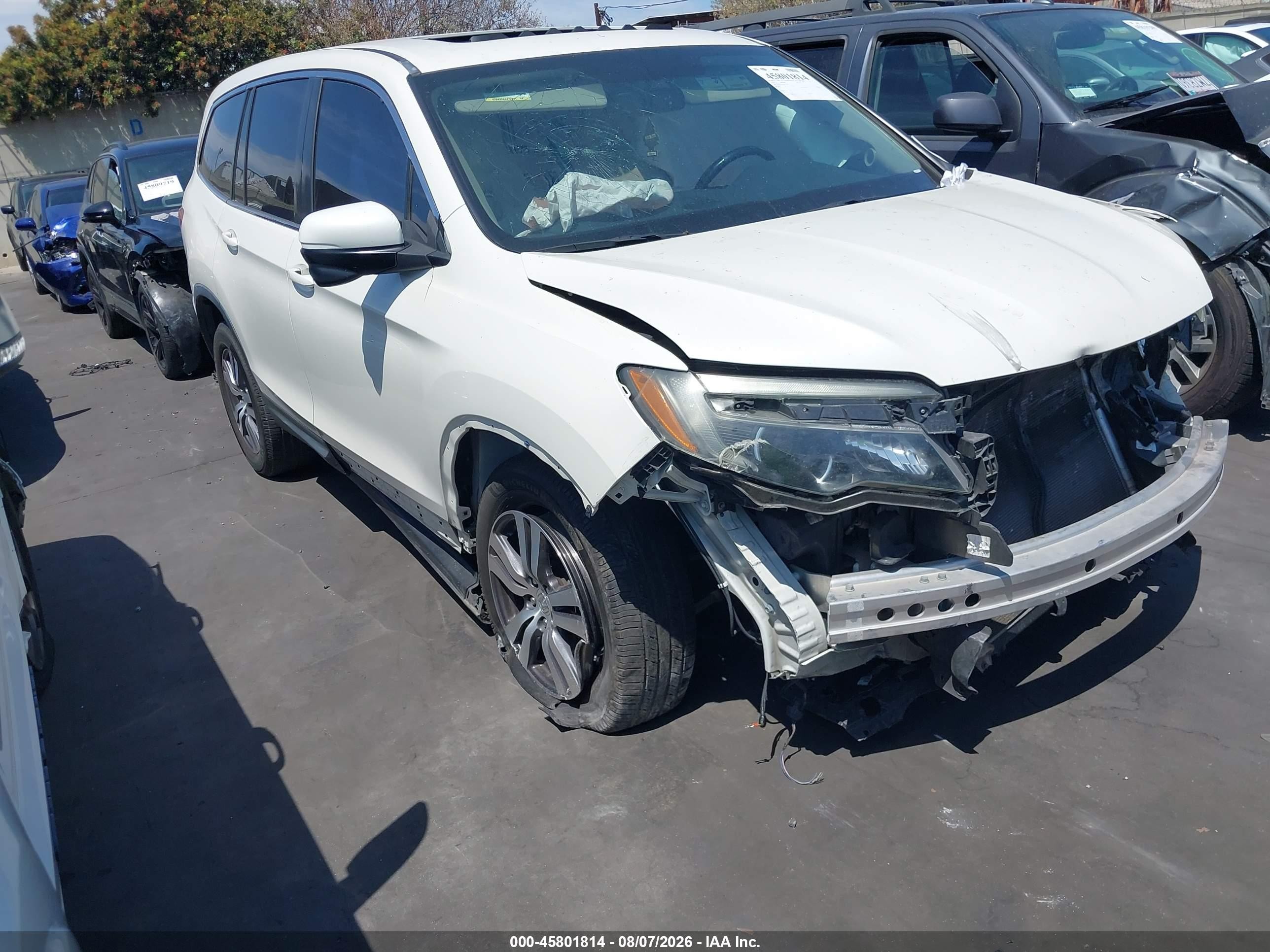2018 Honda Pilot Ex-l White vin: 5FNYF5H59JB031071