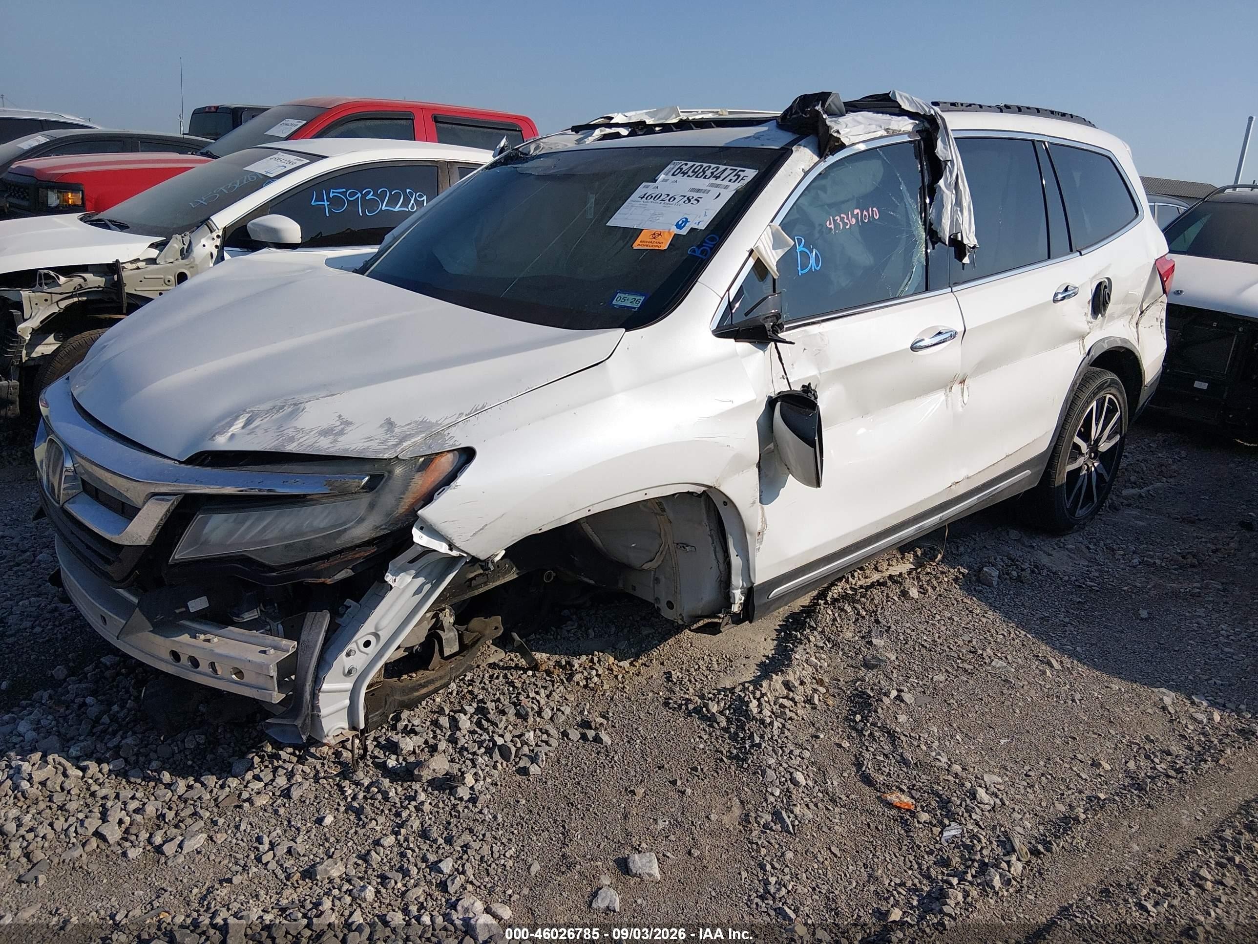 2021 Honda Pilot 2wd Touring 7 Passenger Белый vin: 5FNYF5H62MB011807
