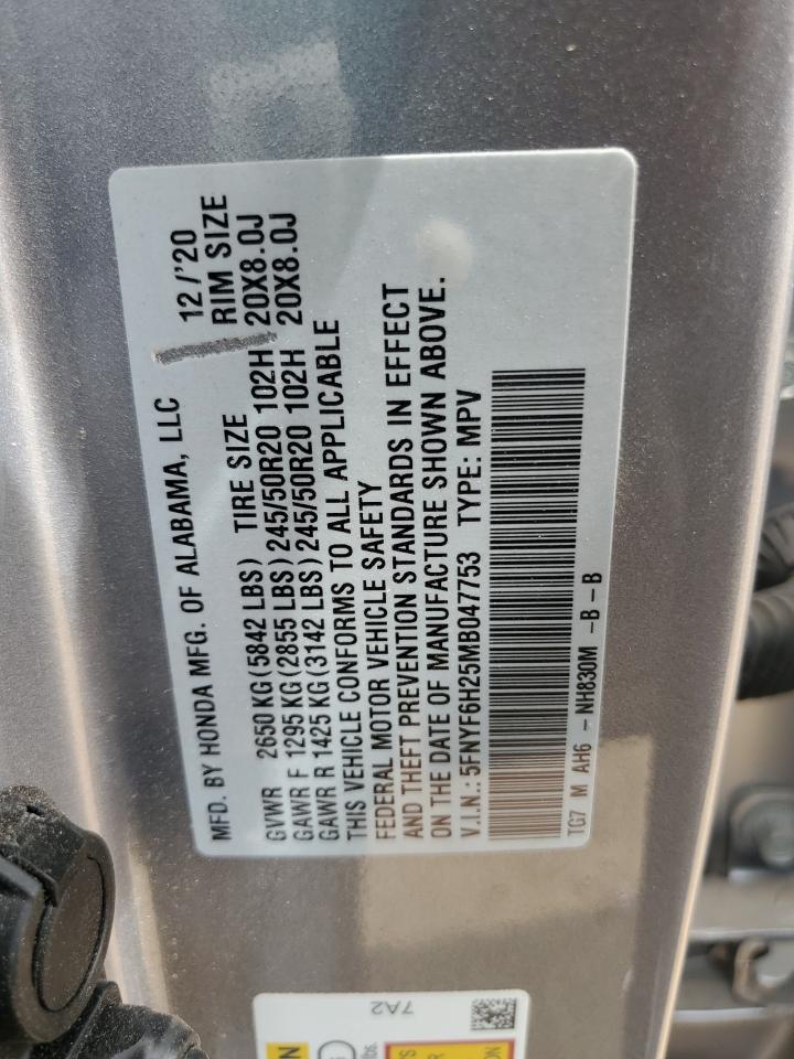 2021 Honda Pilot Se Серебряный vin: 5FNYF6H25MB047753