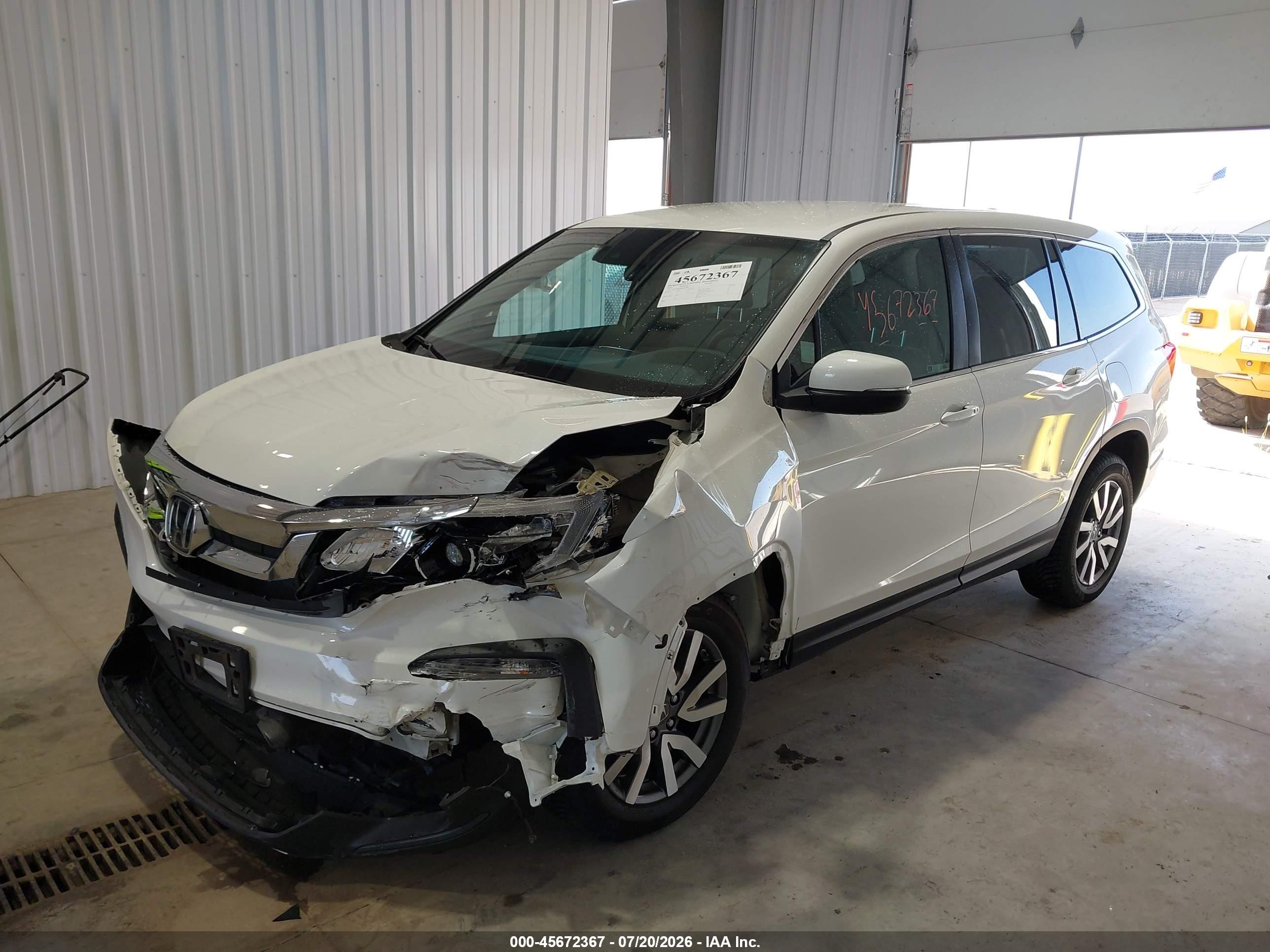 2019 Honda Pilot Ex White vin: 5FNYF6H38KB027888