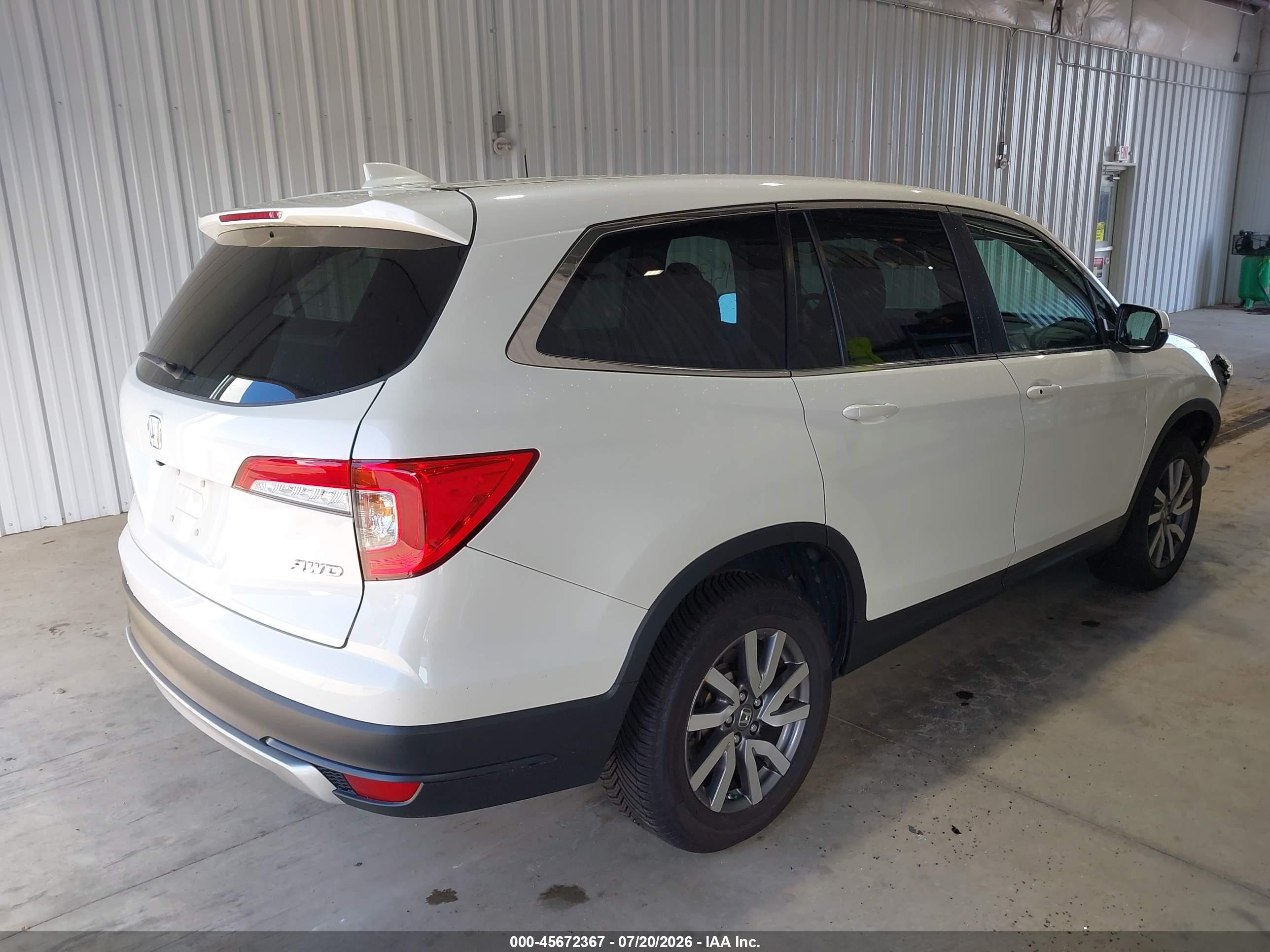 2019 Honda Pilot Ex White vin: 5FNYF6H38KB027888