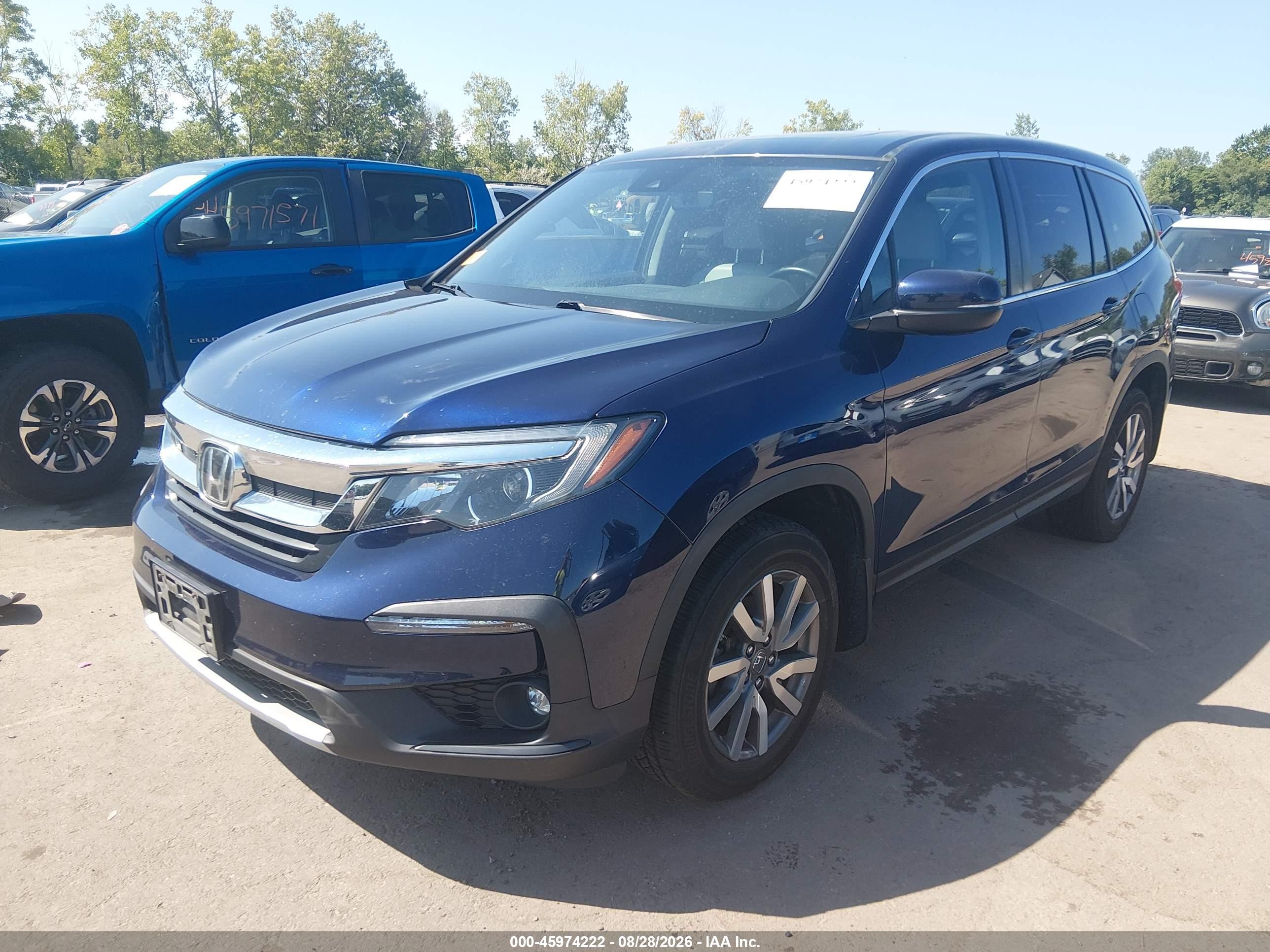 2019 Honda Pilot Ex-l Синий vin: 5FNYF6H42KB020511