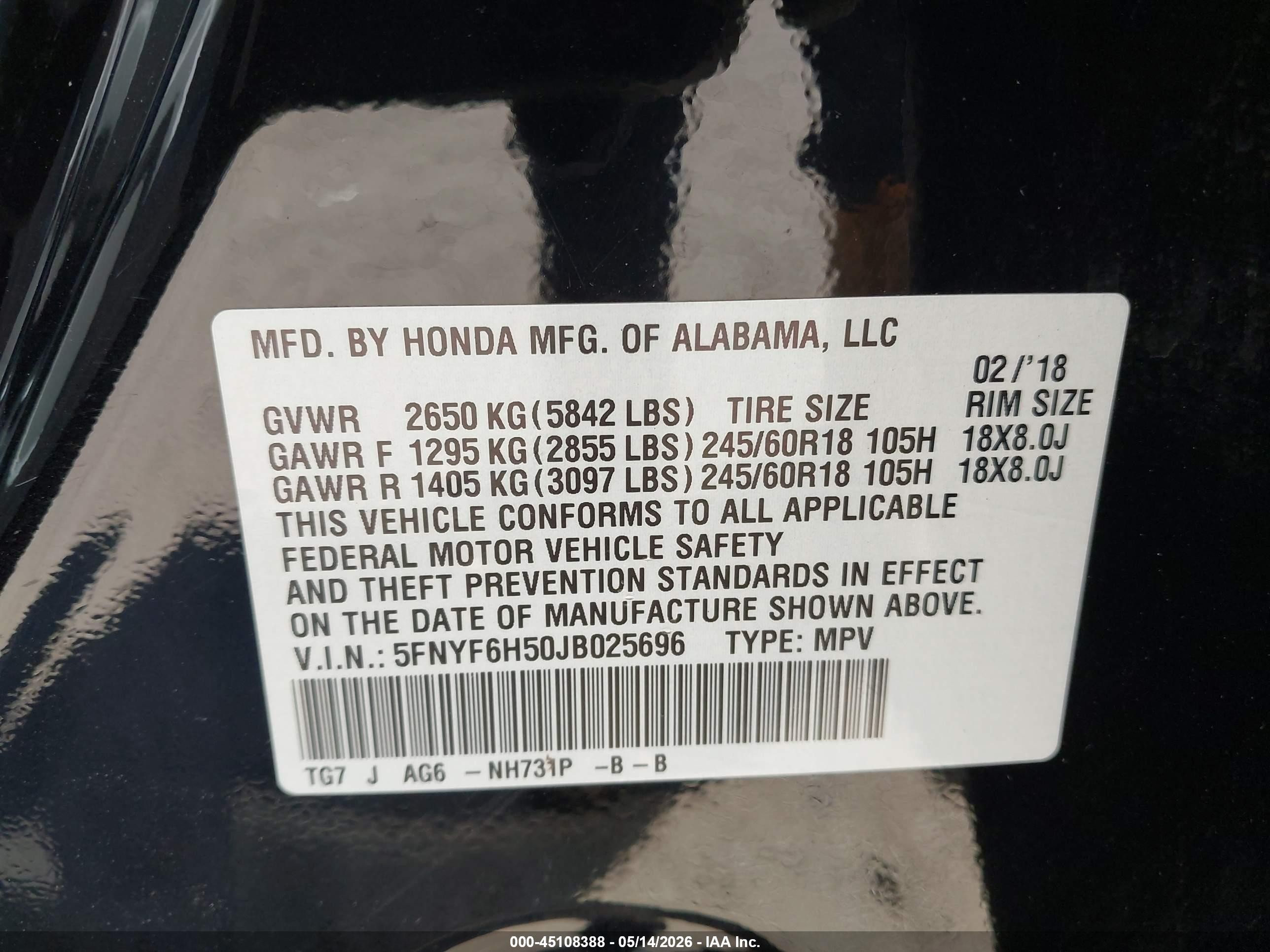 2018 Honda Pilot Ex-l Черный vin: 5FNYF6H50JB025696