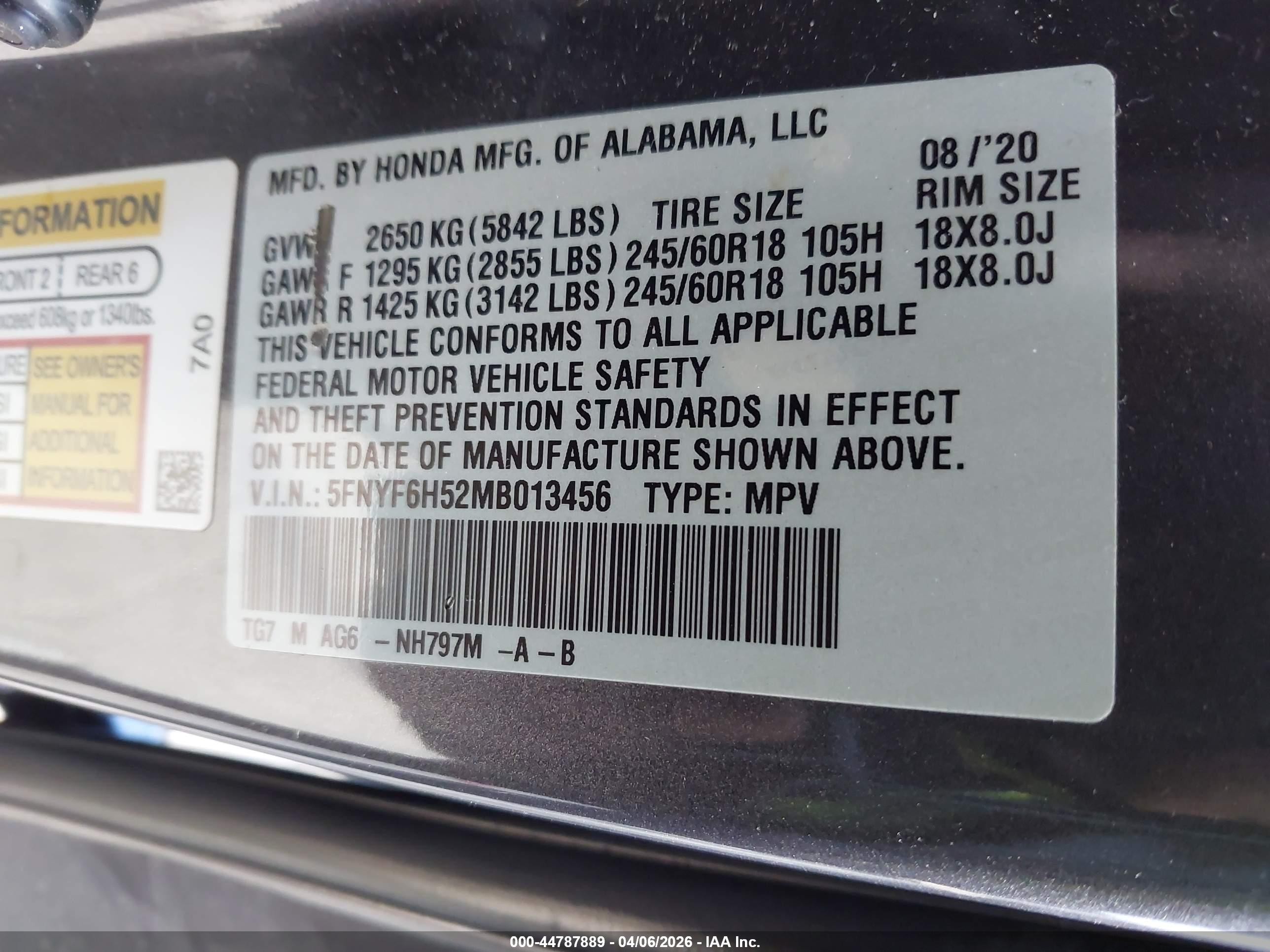 2021 Honda Pilot Awd Ex-l Gray vin: 5FNYF6H52MB013456