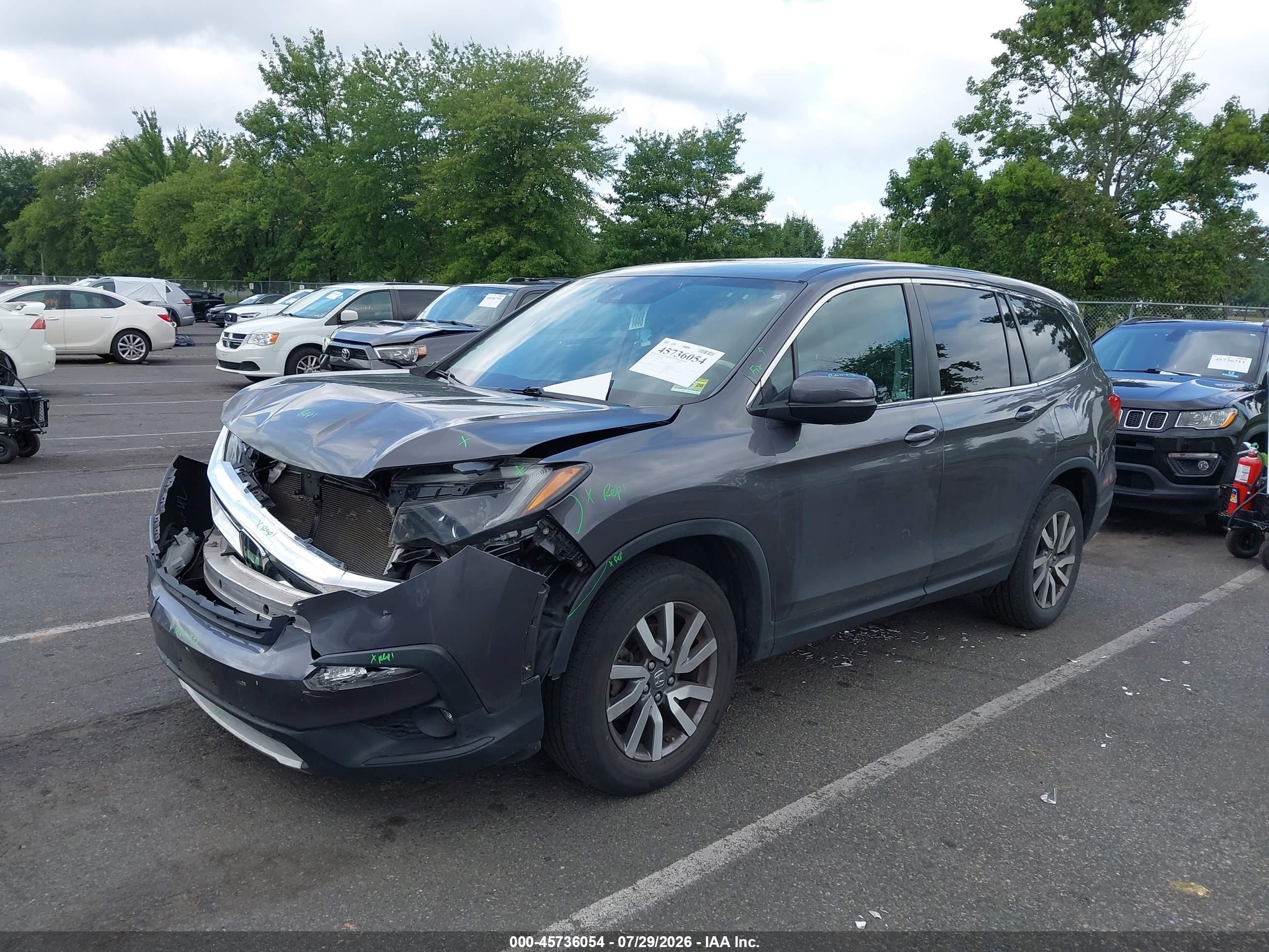 2021 Honda Pilot Awd Ex-l Gray vin: 5FNYF6H53MB051794