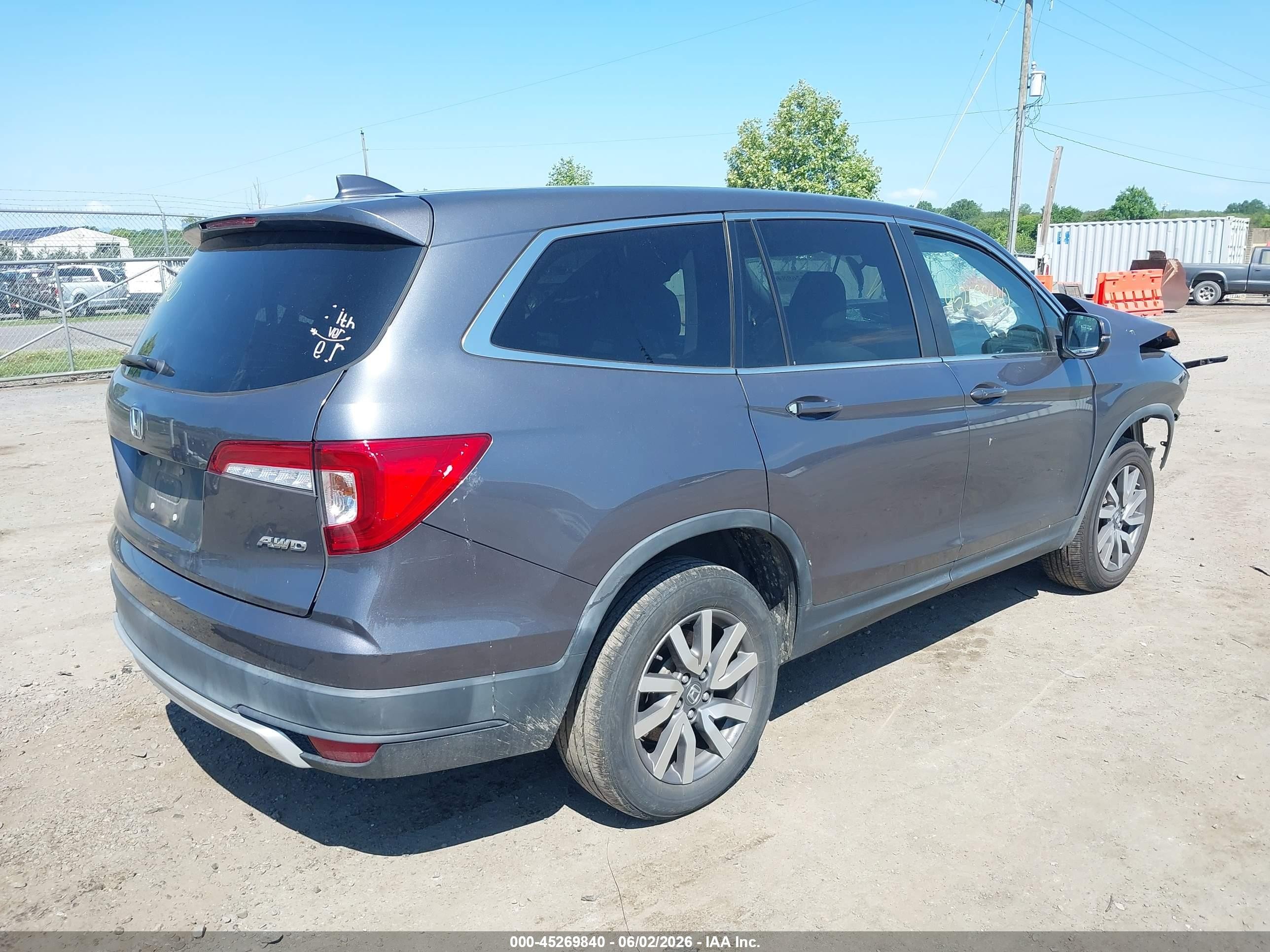 2019 Honda Pilot Ex-l Серый vin: 5FNYF6H54KB086034