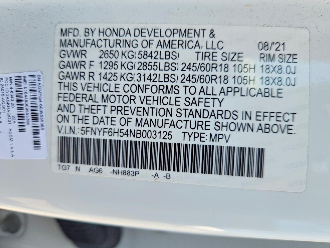 2022 Honda Pilot Exl White vin: 5FNYF6H54NB003125
