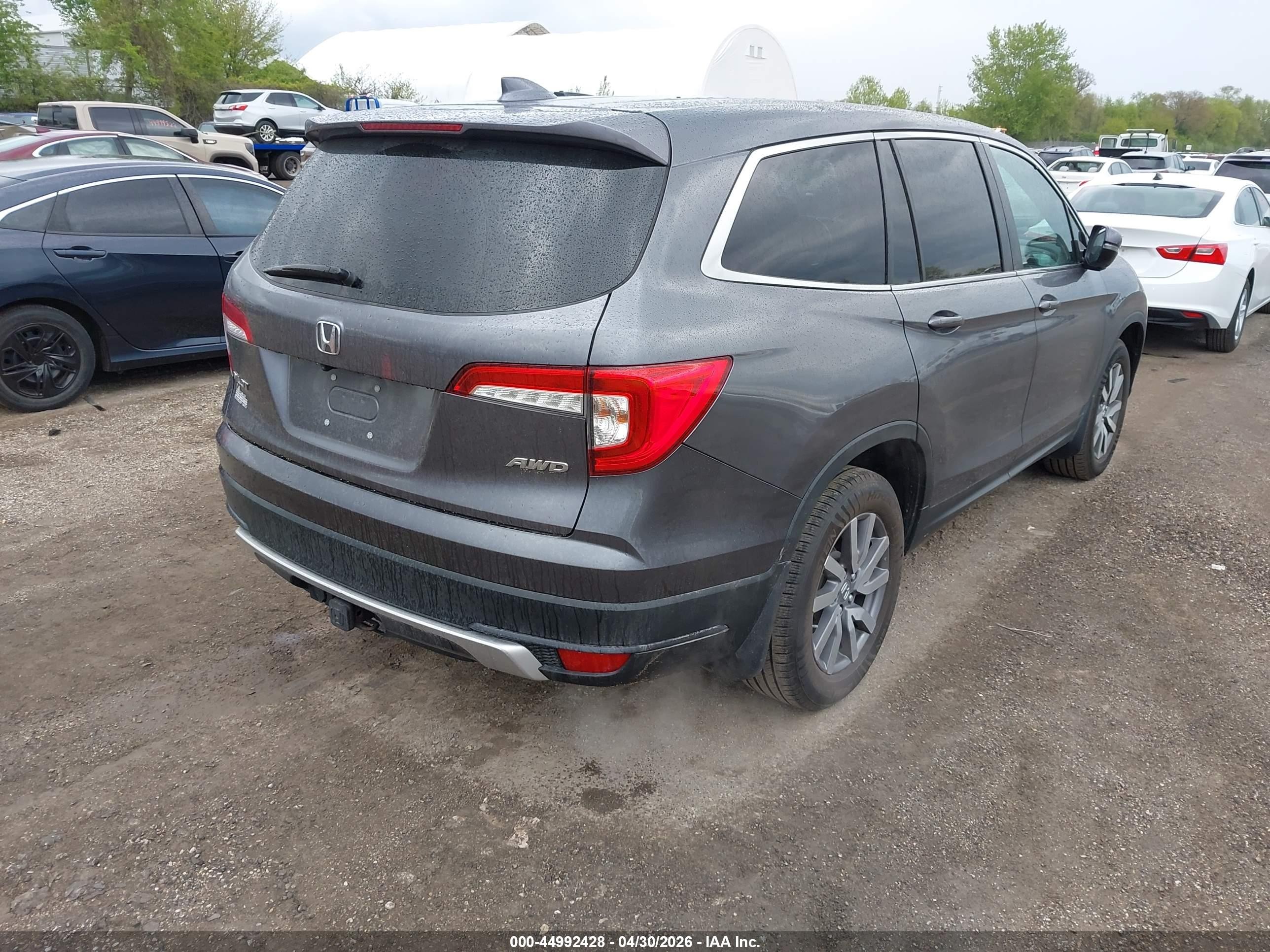 2020 Honda Pilot Ex-l Gray vin: 5FNYF6H55LB062634