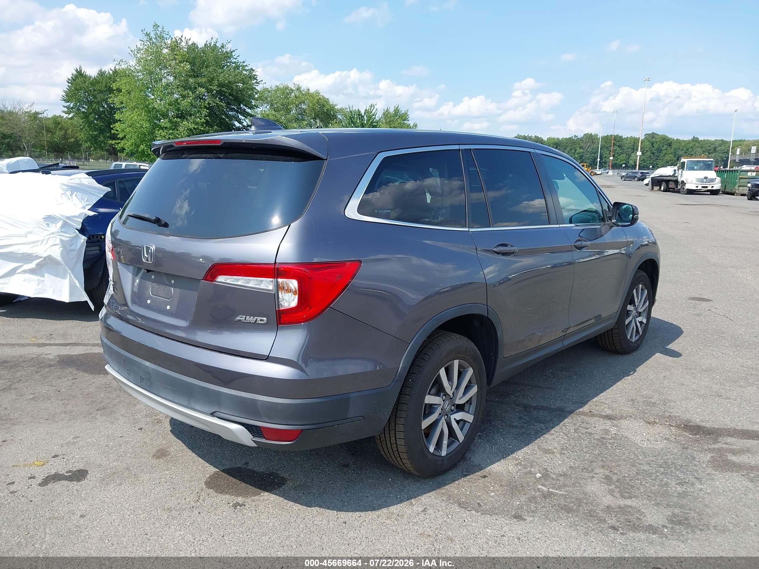 2021 Honda Pilot Awd Ex-l Серый vin: 5FNYF6H56MB101443