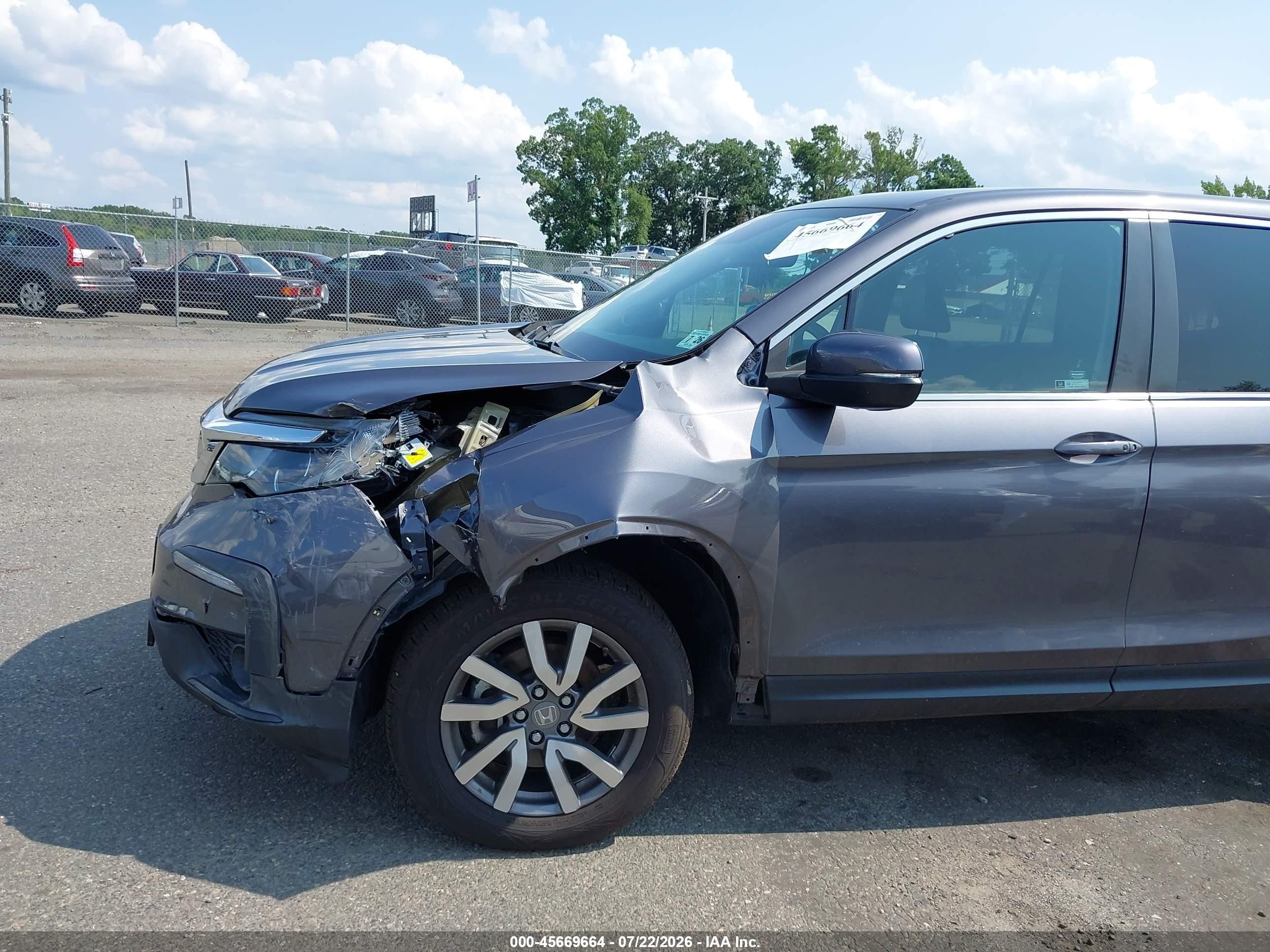 2021 Honda Pilot Awd Ex-l Серый vin: 5FNYF6H56MB101443