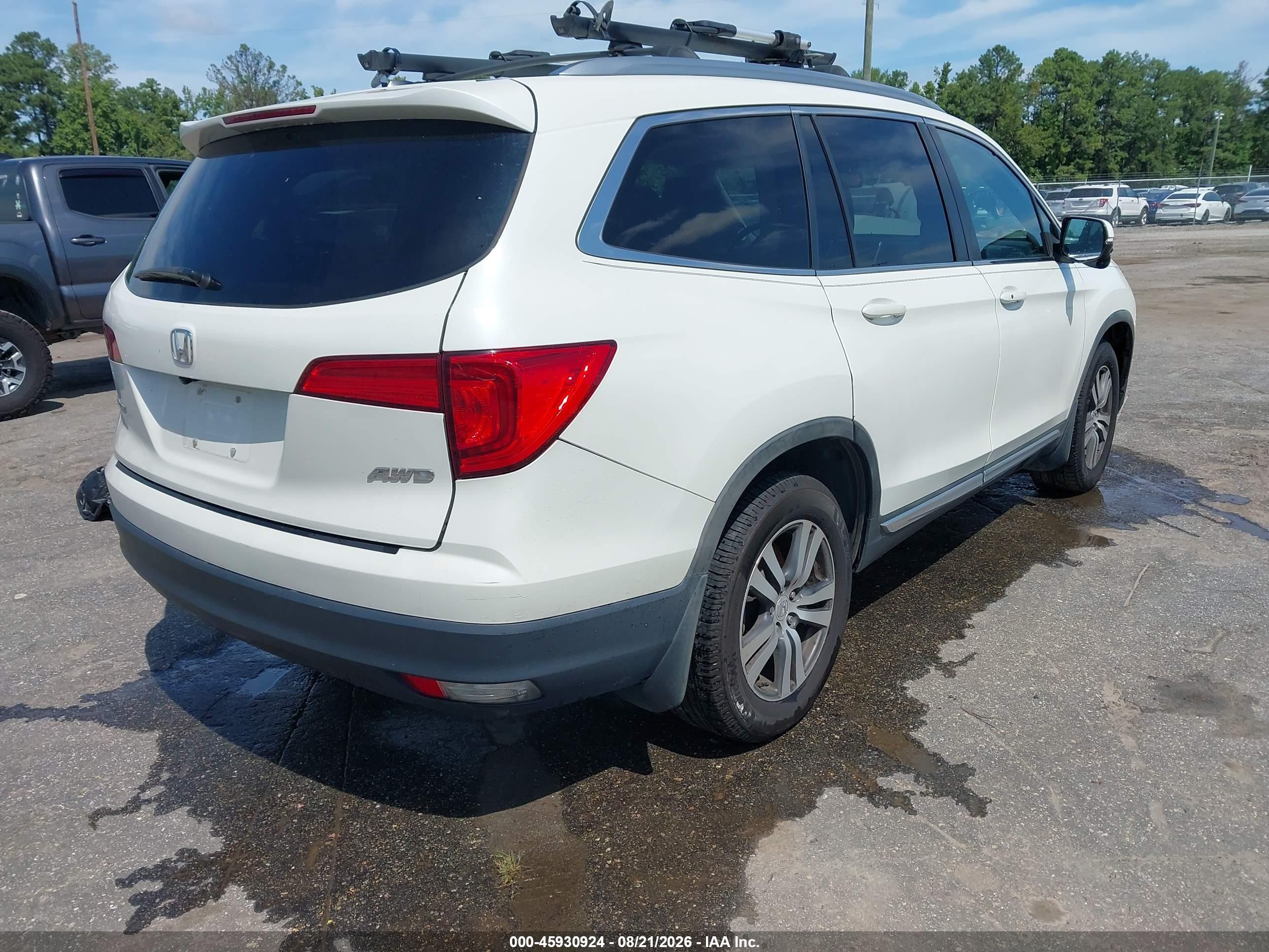2016 Honda Pilot Ex-l White vin: 5FNYF6H57GB096970