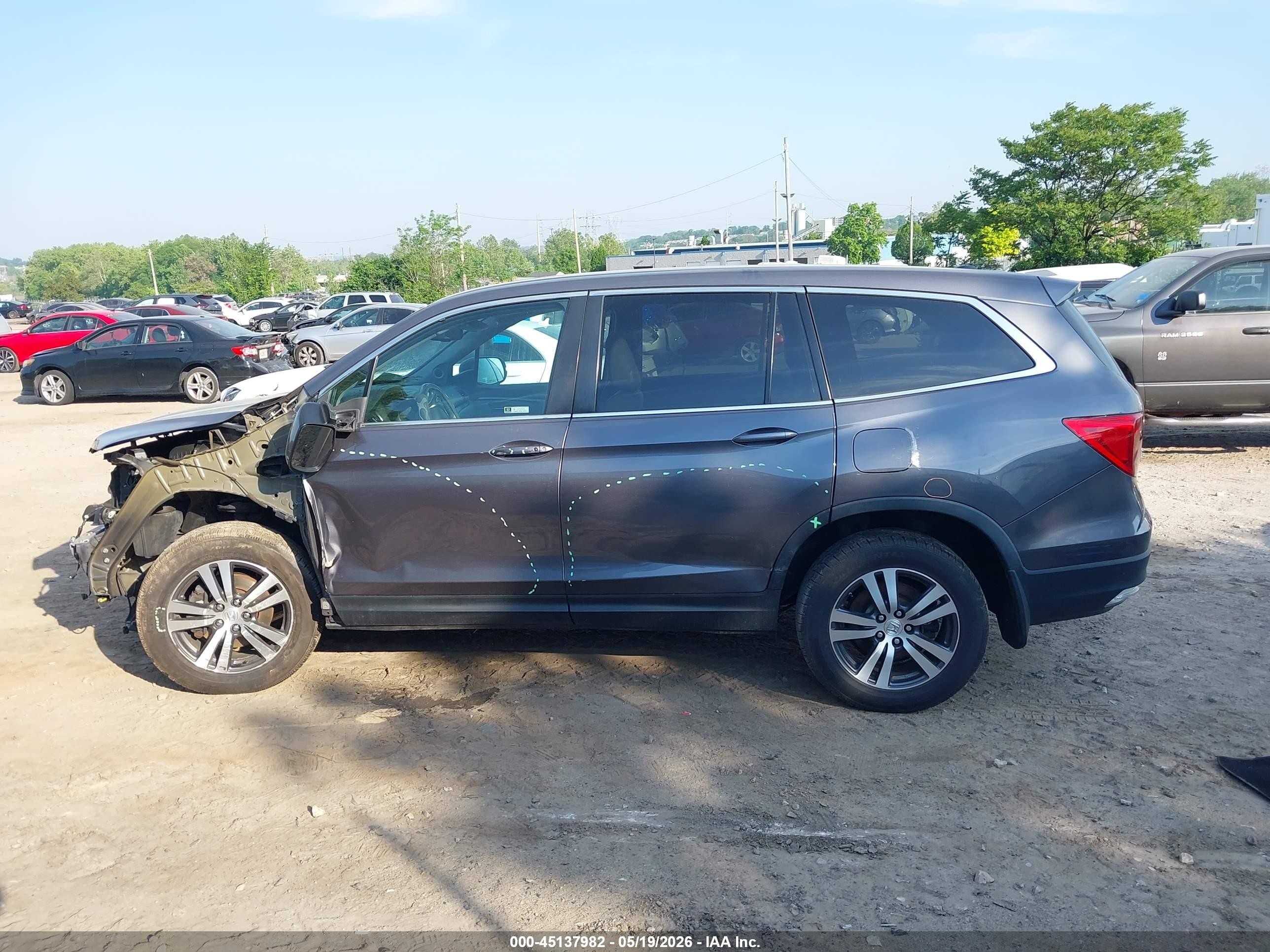 2018 Honda Pilot Ex-l Серый vin: 5FNYF6H63JB037673