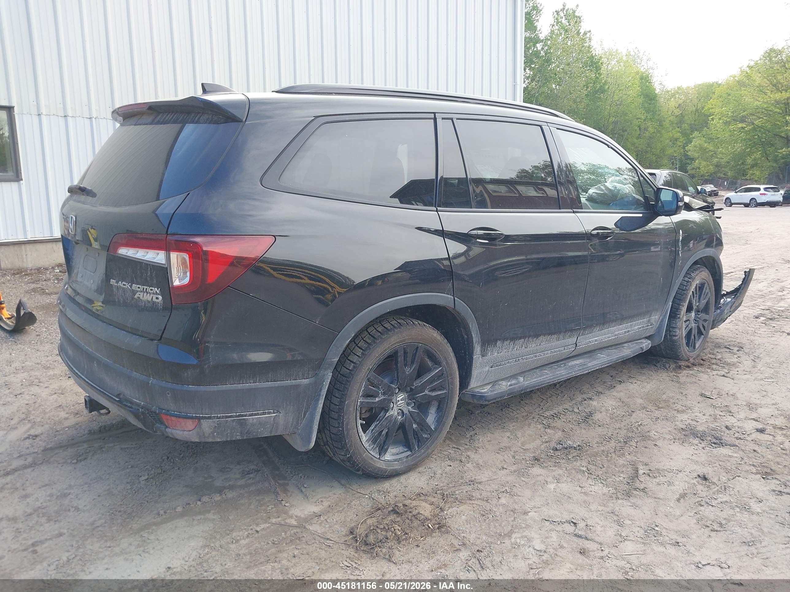 2021 Honda Pilot Awd Black Edition Black vin: 5FNYF6H73MB002242