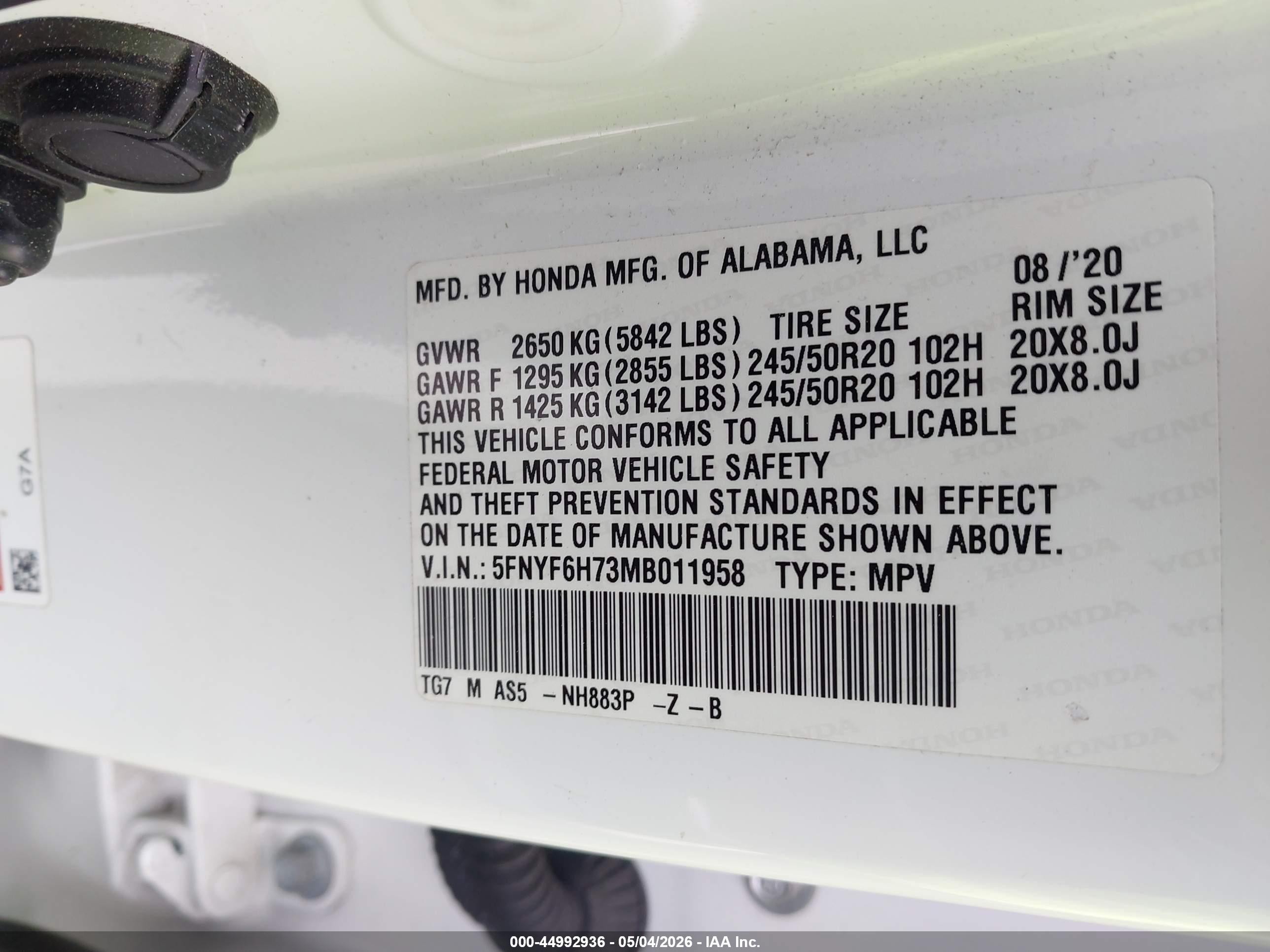 2021 Honda Pilot Awd Black Edition White vin: 5FNYF6H73MB011958