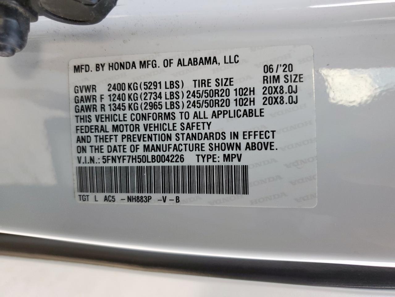 2020 Honda Passport Exl White vin: 5FNYF7H50LB004226