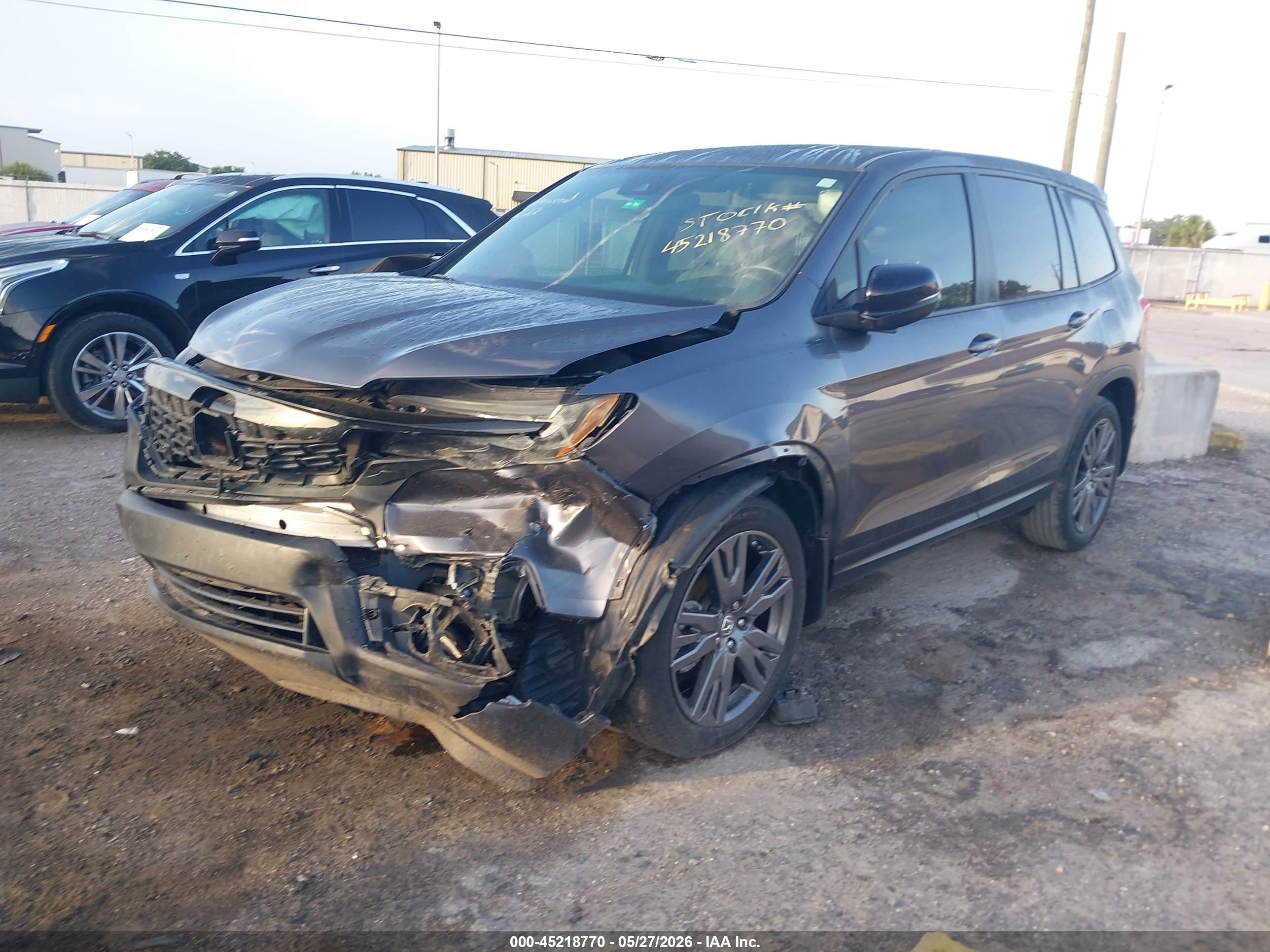 2021 Honda Passport 2wd Ex-l Gray vin: 5FNYF7H52MB012586