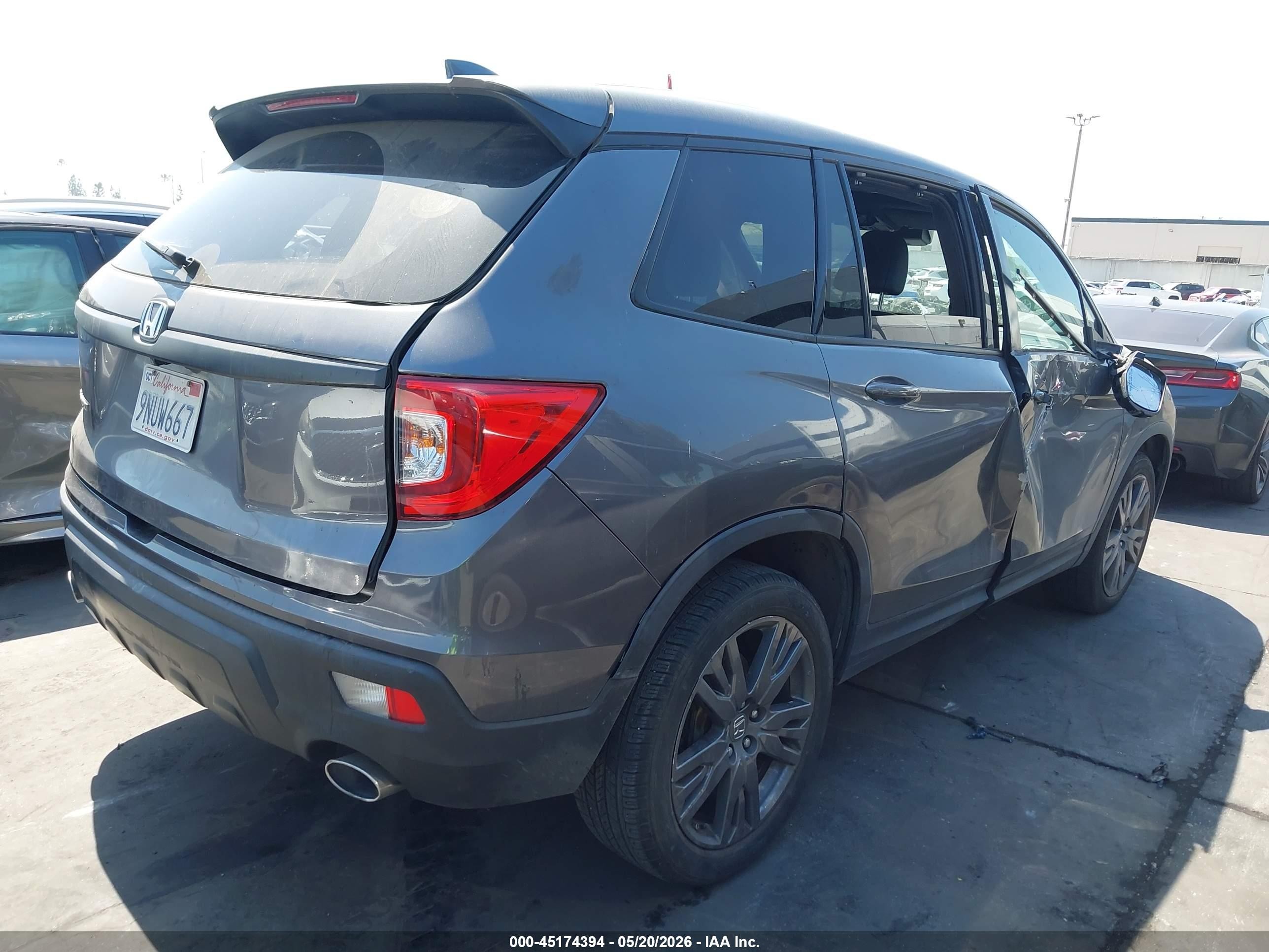 2021 Honda Passport 2wd Ex-l Серый vin: 5FNYF7H56MB000621