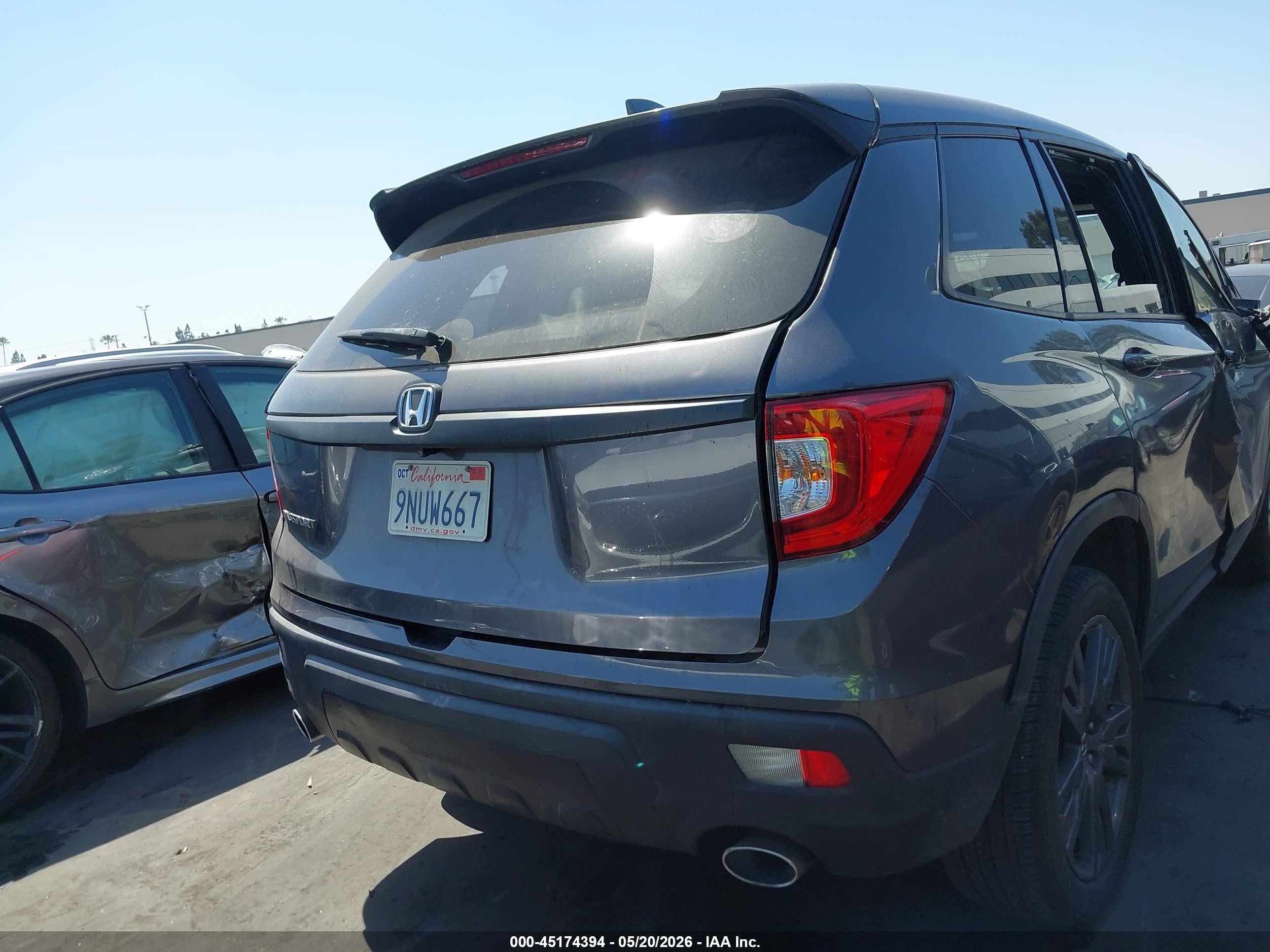 2021 Honda Passport 2wd Ex-l Серый vin: 5FNYF7H56MB000621