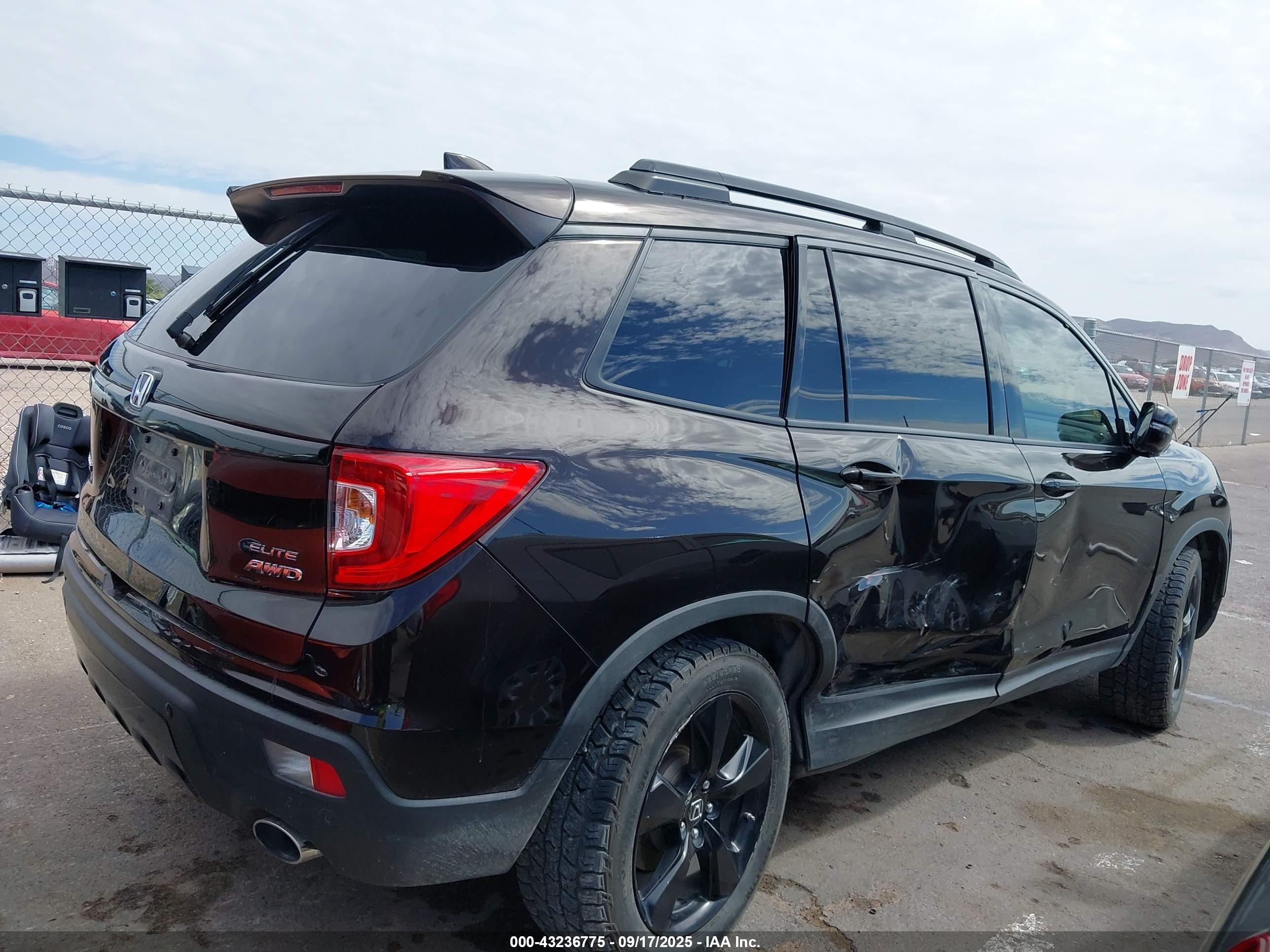 2020 Honda Passport Awd Elite Черный vin: 5FNYF8H00LB003152