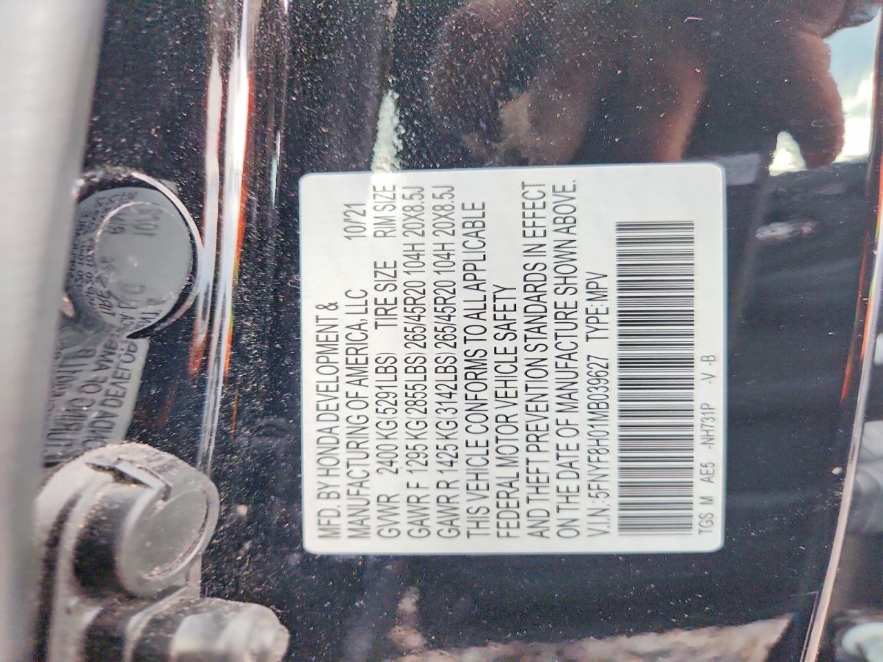 2021 Honda Passport Elite Black vin: 5FNYF8H01MB039627