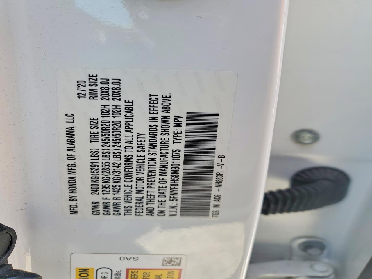 2021 Honda Passport Exl White vin: 5FNYF8H58MB011075