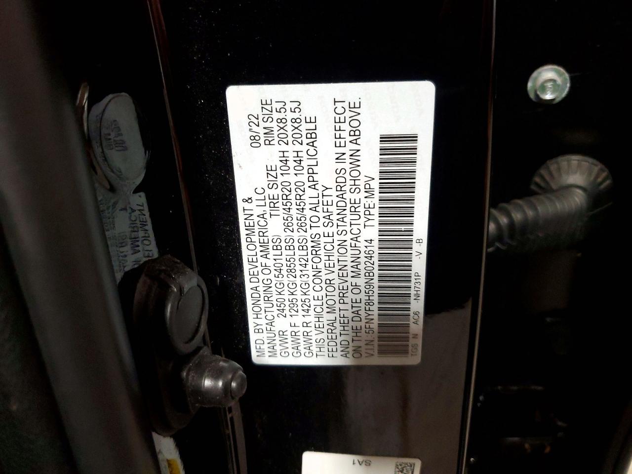 2022 Honda Passport Exl Black vin: 5FNYF8H59NB024614