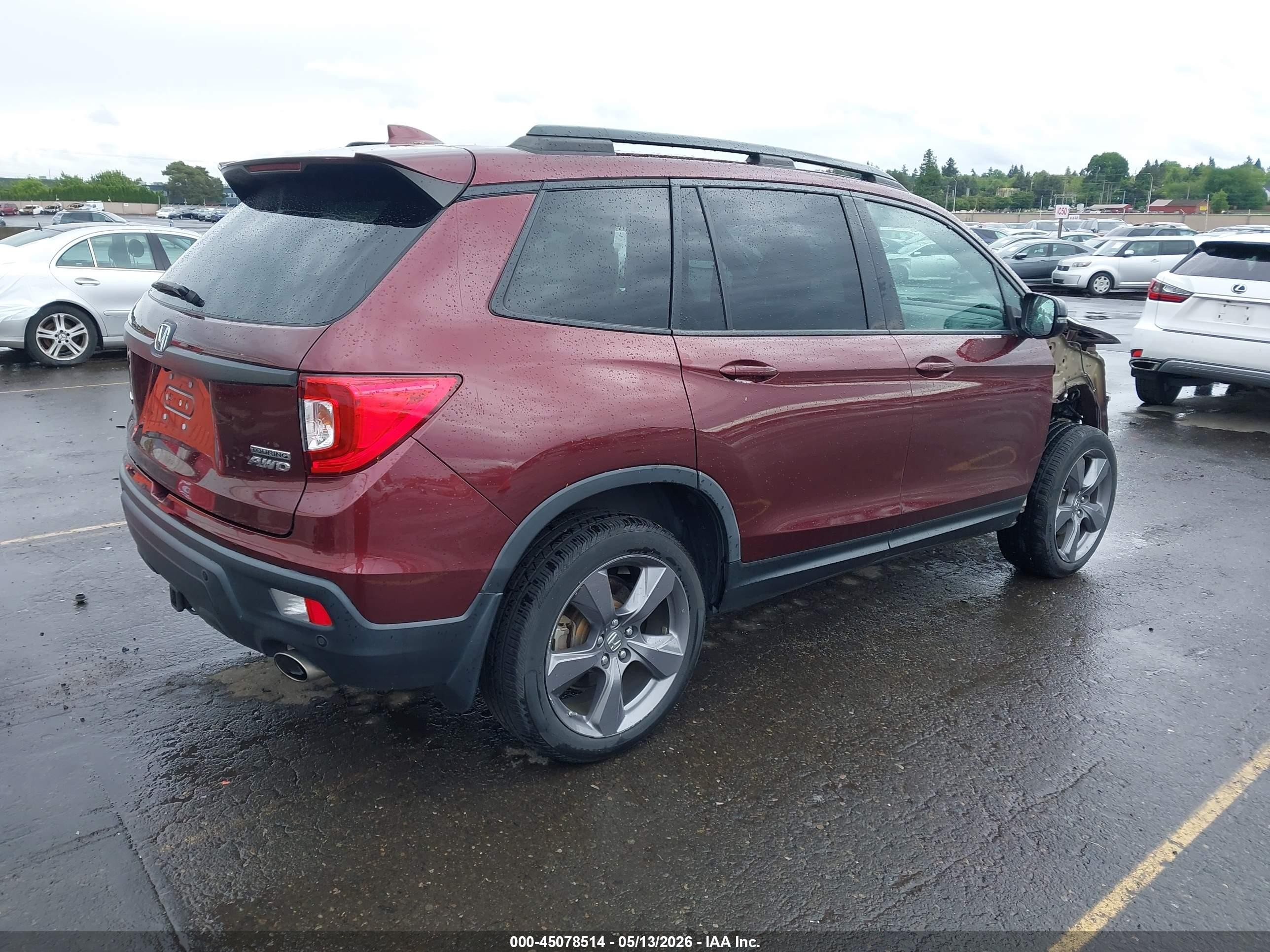 2021 Honda Passport Awd Touring Maroon vin: 5FNYF8H98MB002752